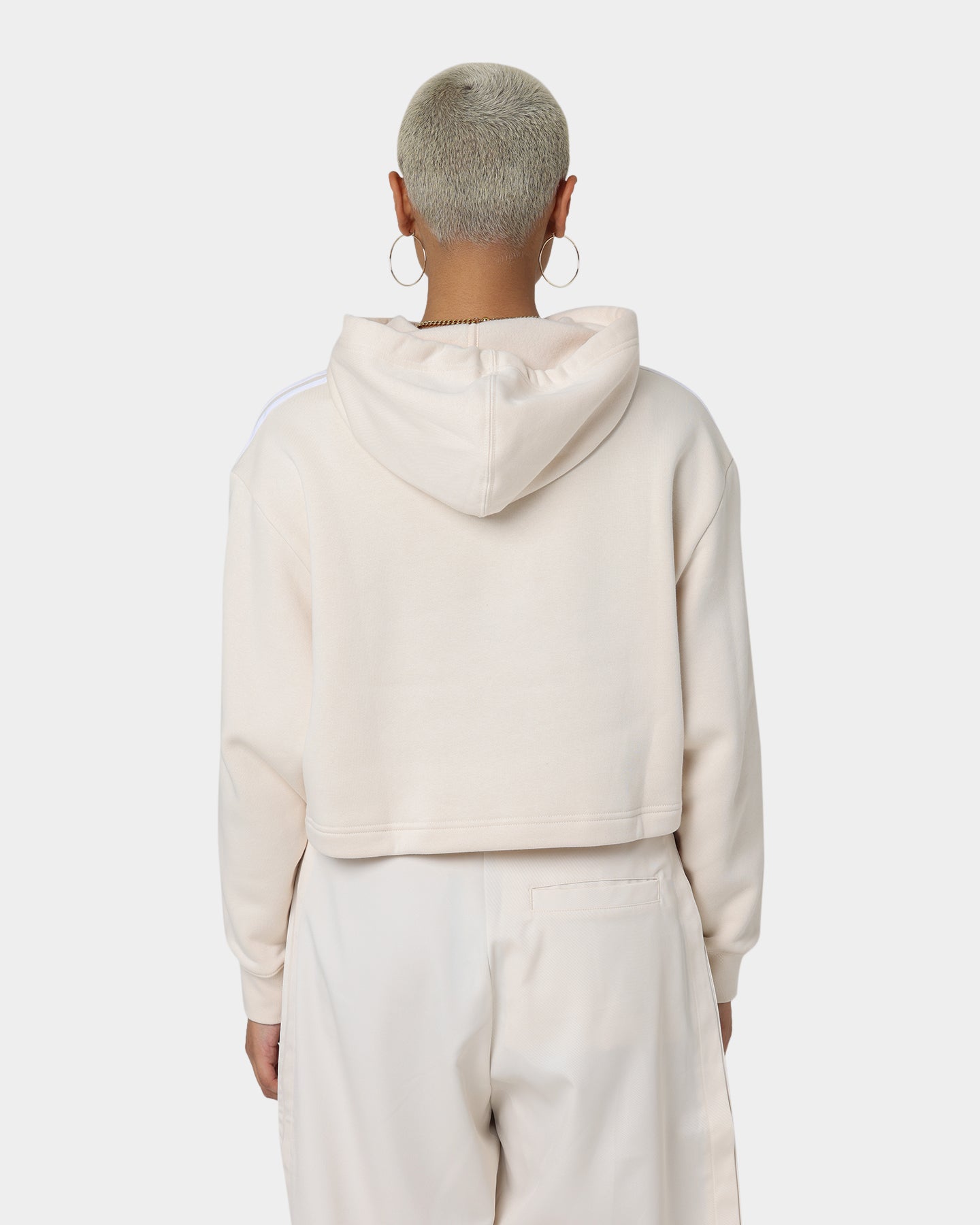 Adidas Women's Short Hoodie - Wonder White | Lightweight Athletic Pullover for Running, Gym & Casual Wear