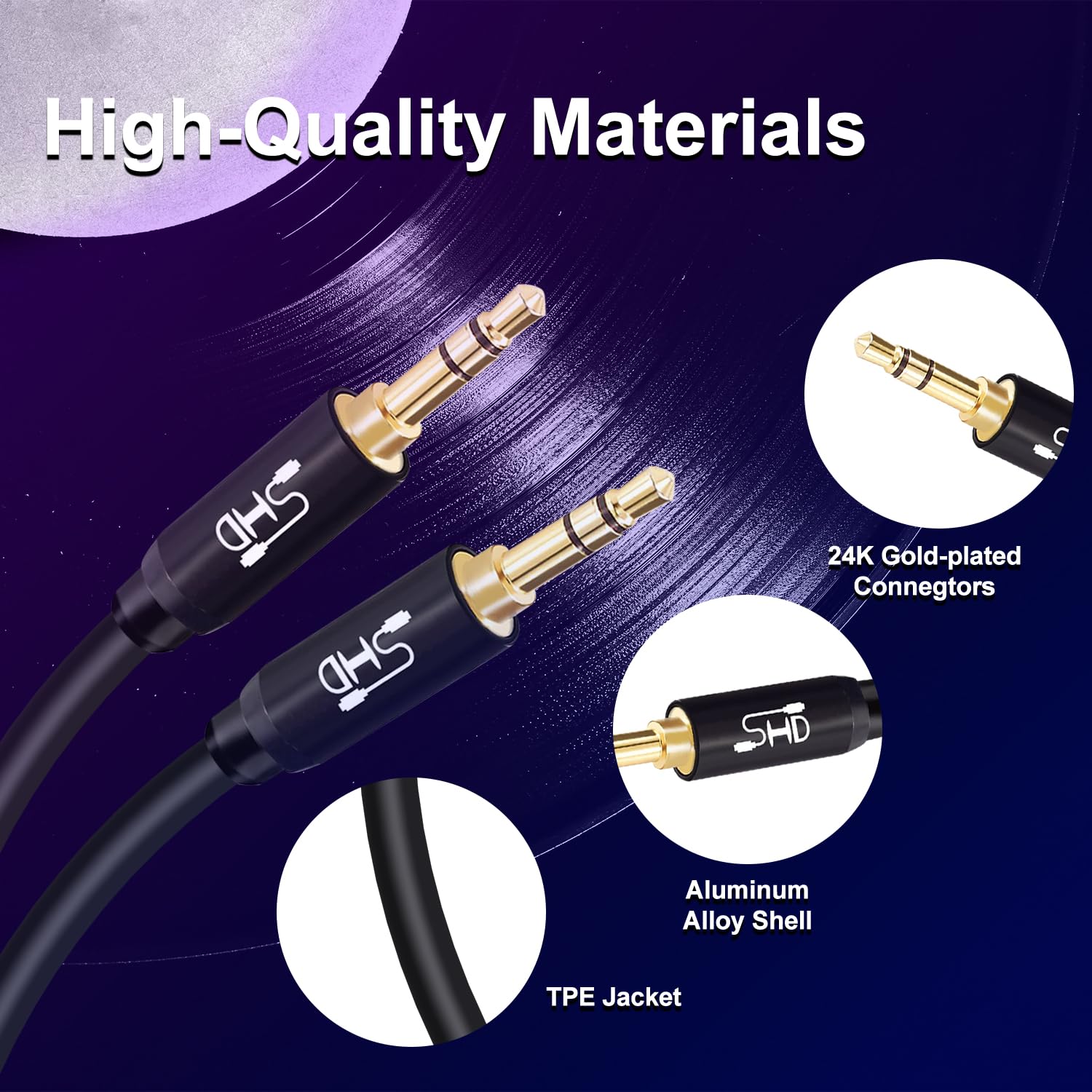 Premium 3.5mm Aux Cable for Car Audio - 15ft Gold-Plated Stereo Auxiliary Cord with Dual Shielding | High-Quality Sound for Car Stereo, Home Theater & Portable Speakers