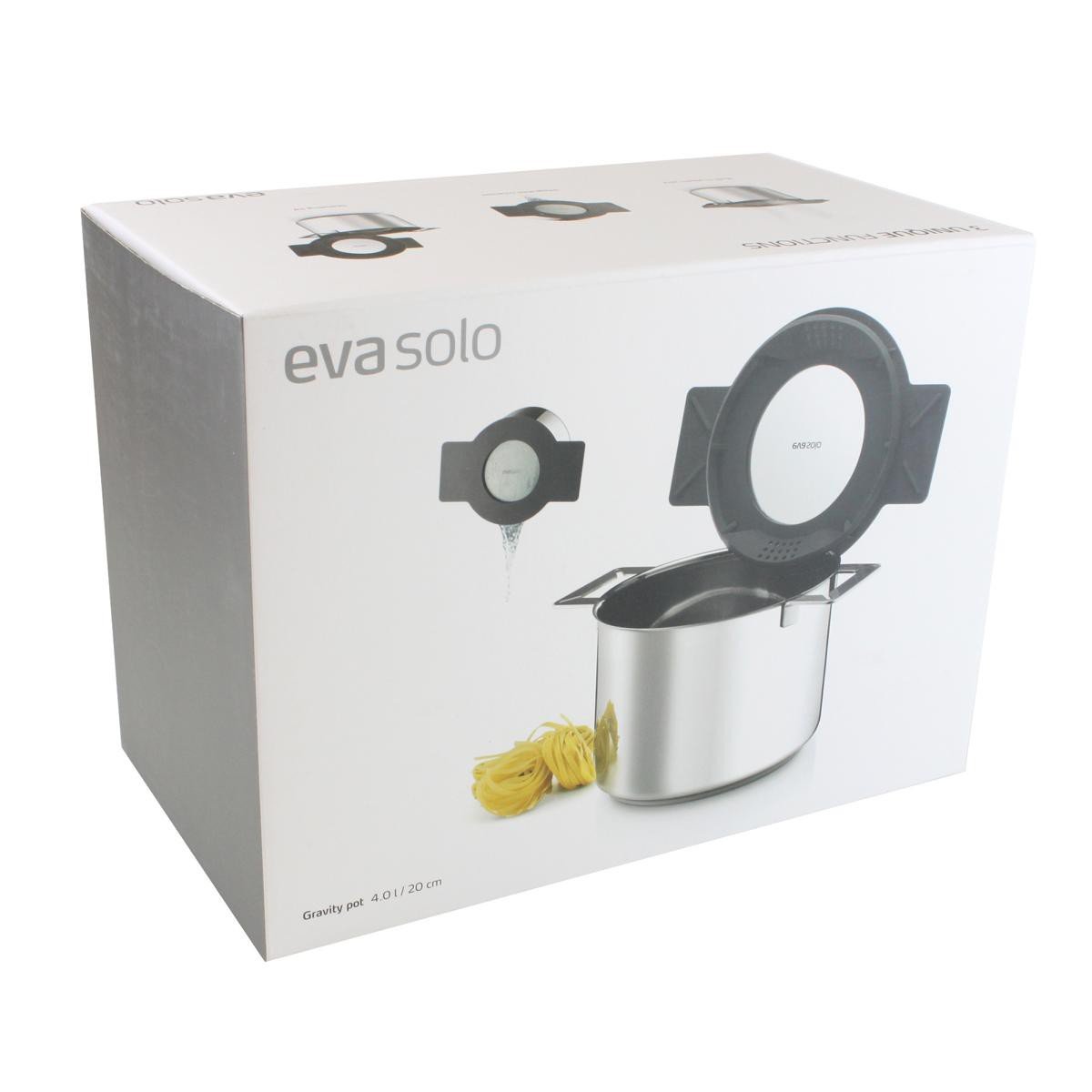 EVA SOLO Gravity Cookware - 4.0L Stainless Steel Cooking Pot with Grey Multifunctional Lid | Durable Kitchen Pot for Boiling, Stewing & Slow Cooking | Perfect for Home Chefs & Professional Kitchens