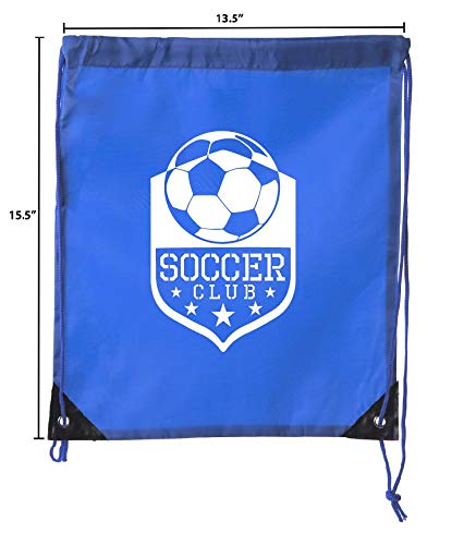 Mato & Hash Soccer Party Favors Drawstring Backpacks - 6 Pack Royal Blue for Kids Birthday Parties, Team Events, Sports Gifts | Perfect for Soccer Players, Fans & School Activities
