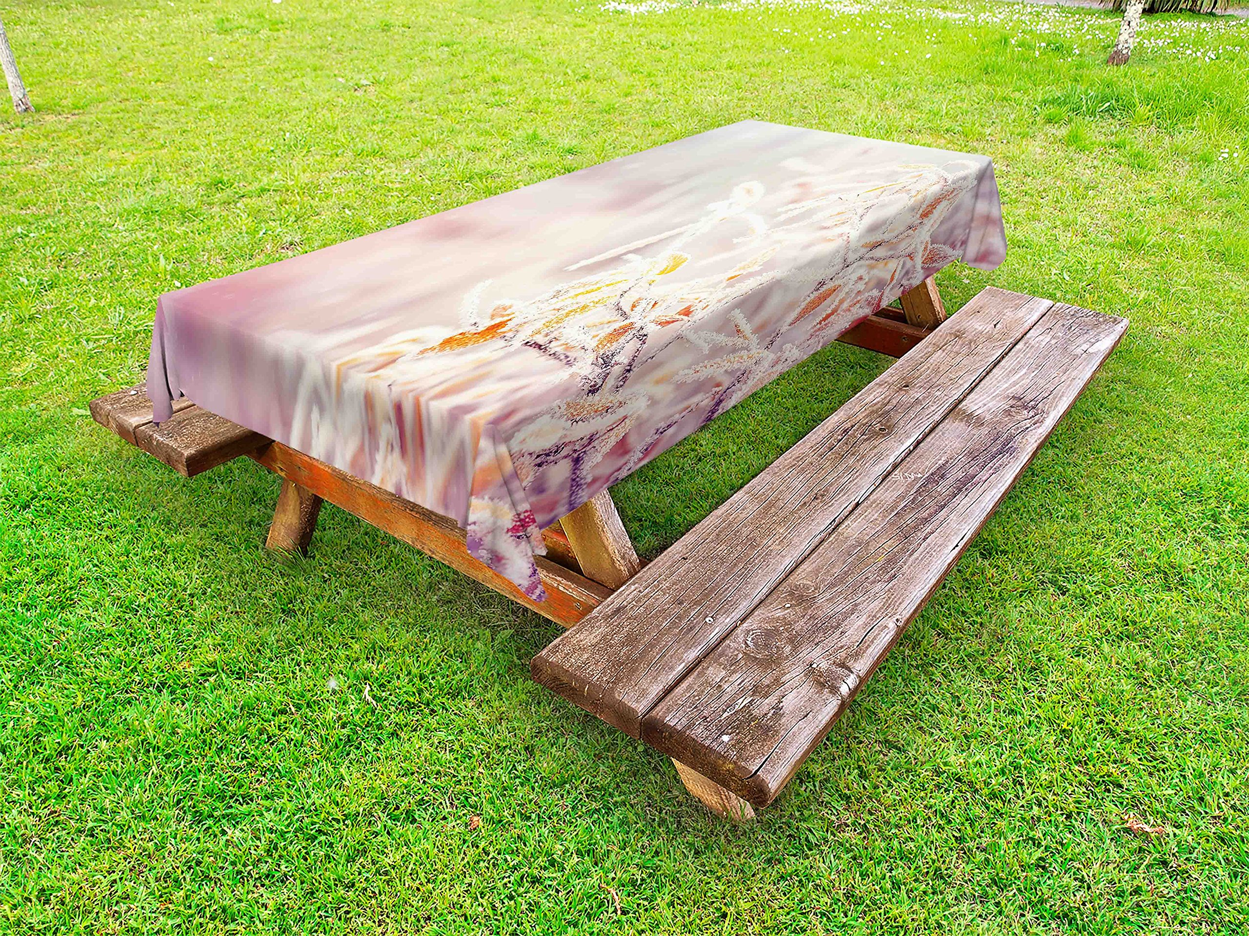 Ambesonne Winter Holiday Tablecloth - Snowflake & Tree Leaves Design, Washable Outdoor Picnic Table Cover, 58