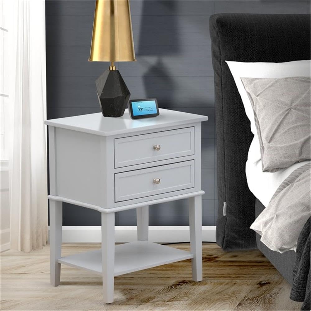 East West Furniture Valencia Rectangle Nightstand with 2 Drawers - 16x22 Inch Urban Gray Side Table for Bedroom | Modern Bedside Storage Solution for Small Spaces & Apartment Living
