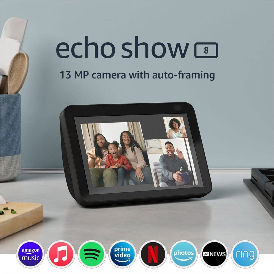 Amazon Echo Show 8 (2nd Gen) - Smart Display with Alexa | HD Screen, Video Calls, Smart Home Control | Perfect for Kitchen, Living Room & Bedroom