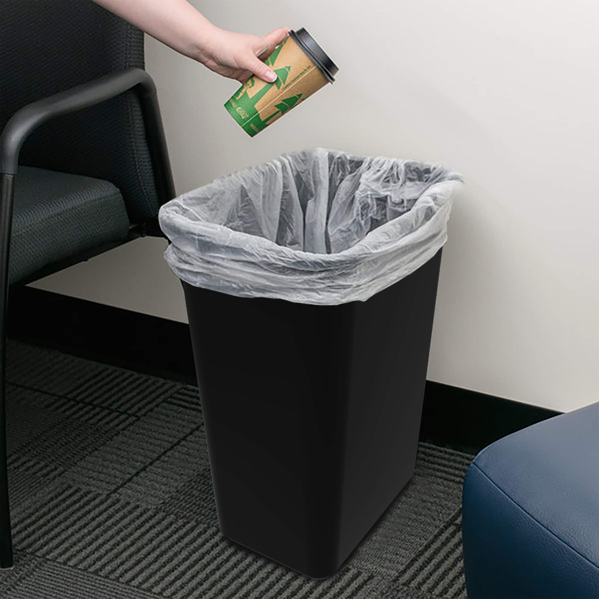 Storex 10.25 Gallon Large Trash Can - 4-Pack Heavy Duty Plastic Waste Bins for Office, Home, Kitchen, Bathroom & Classroom (15