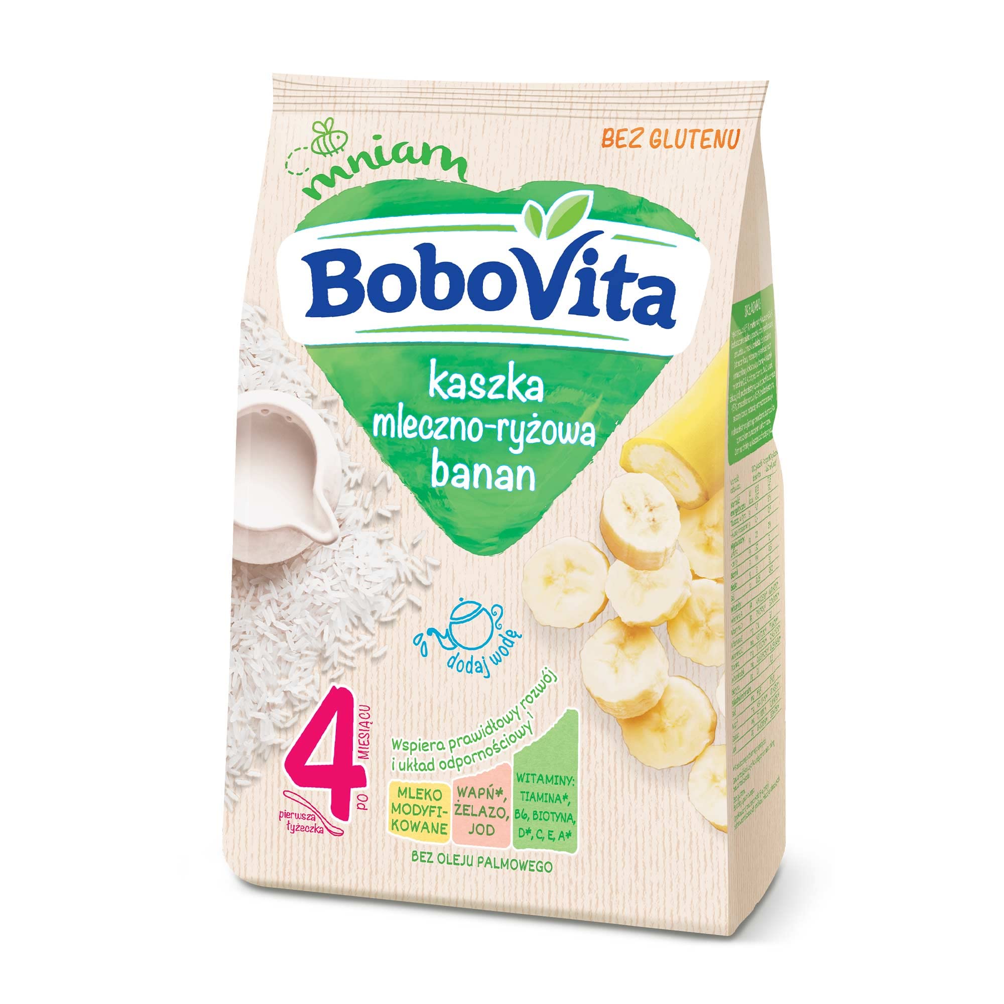 Organic Bobovita Milk & Rice Baby Cereal with Bananas - 230g (8.1oz) | Easy-to-Digest First Food for Infants 4+ Months | Ideal for Weaning, Breakfast & On-the-Go Feeding