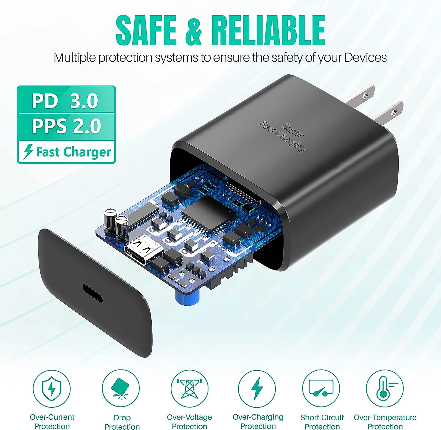 45W Super Fast USB C Charger Block & 10ft Type C Cable for Samsung Galaxy S25/S24/S23/S22/Z Fold 3/4/5 & iPhone 15/16 - Rapid Charging for Home, Office & Travel