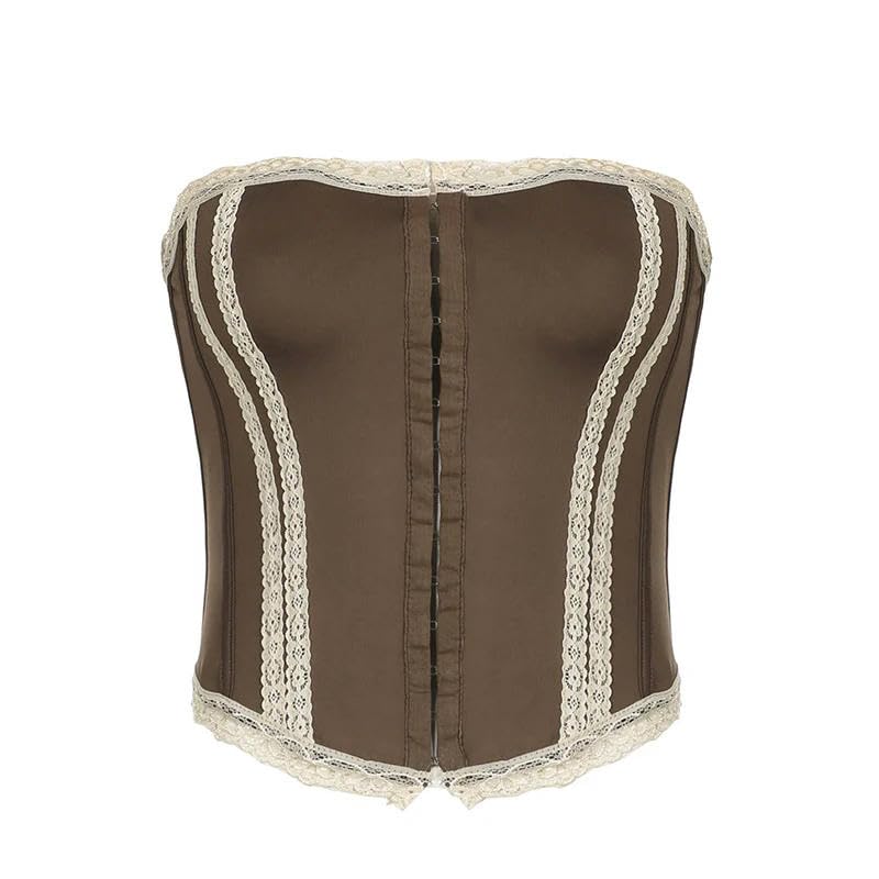 Vintage Lace Tube Tops for Women - Adjustable Corset Strapless Tank Tops with Clasp | Perfect for Summer Outfits, Music Festivals & Beach Wear