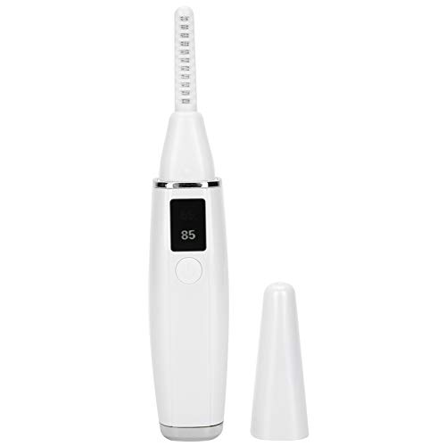 Electric Heated Eyelash Curler with Digital Display - Long Lasting Battery, Safe & Gentle Lash Curling Tool (White) - Perfect for Home Use, Travel & Professional Makeup Application