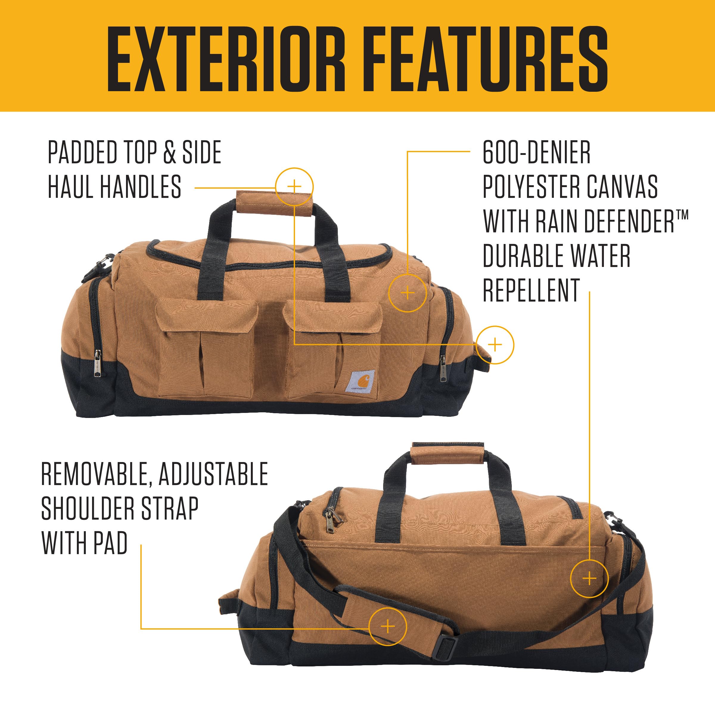 Carhartt 40L Heavy-Duty Utility Duffel Bag - Durable Work Gear Bag for Construction, Jobsite, Gym & Travel - Perfect for Tools, Workout Clothes & Weekend Getaways