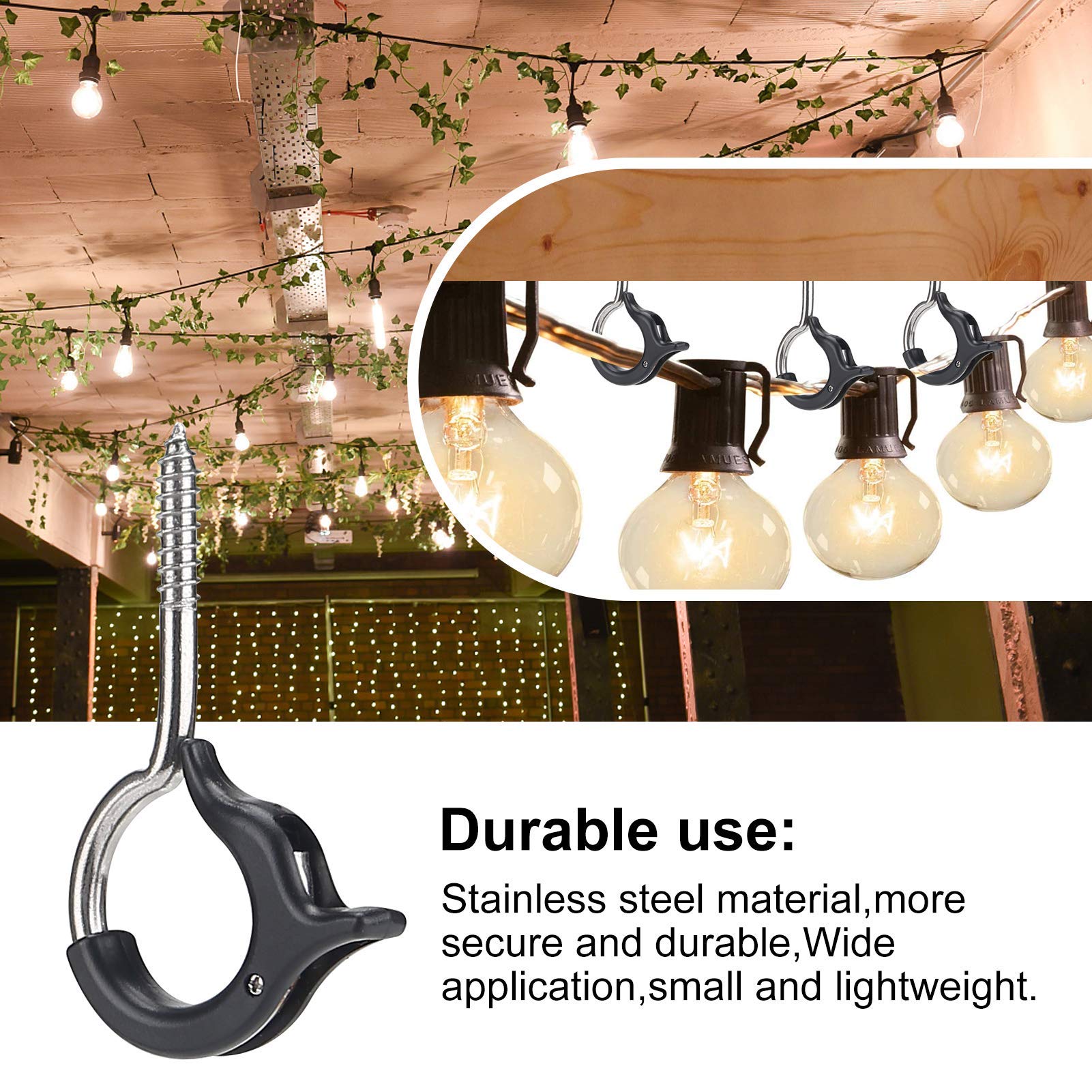 20 Pack Q-Hanger Outdoor Light Hooks - Heavy Duty String Light Hangers for Patio, Garden & Christmas Decor - Easy Release Wire Hooks for Outdoor Lighting & Holiday Decorations