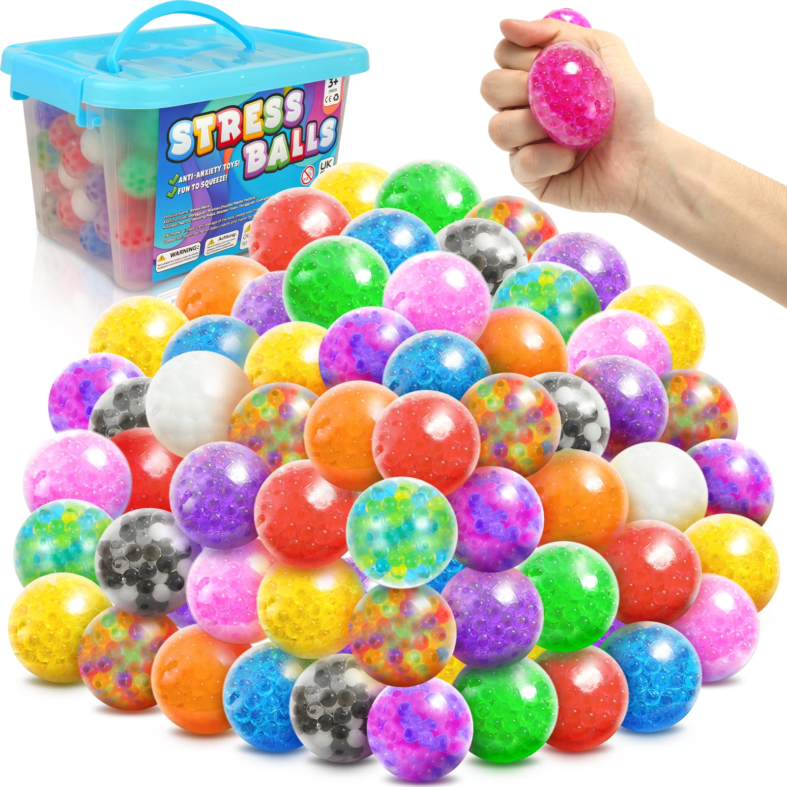 150 Pack Mini Stress Relief Squishy Balls - KLT Stress Balls Bulk Party Favors, Goodie Bag Stuffers & Prize Box Toys for Kids, Office, Classroom & Anxiety Relief