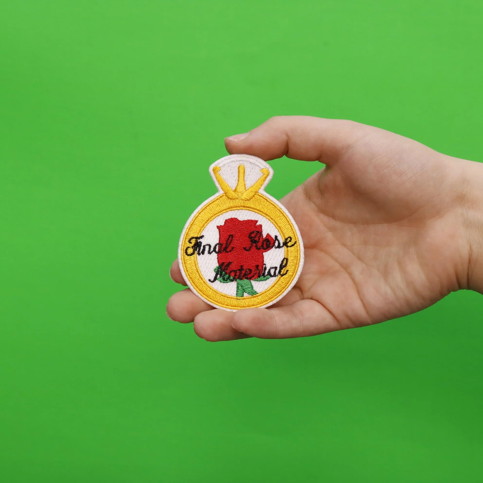 Elegant Diamond Ring Final Rose Iron-On Embroidered Patch - Perfect for DIY Clothing, Bags, and Accessories Customization
