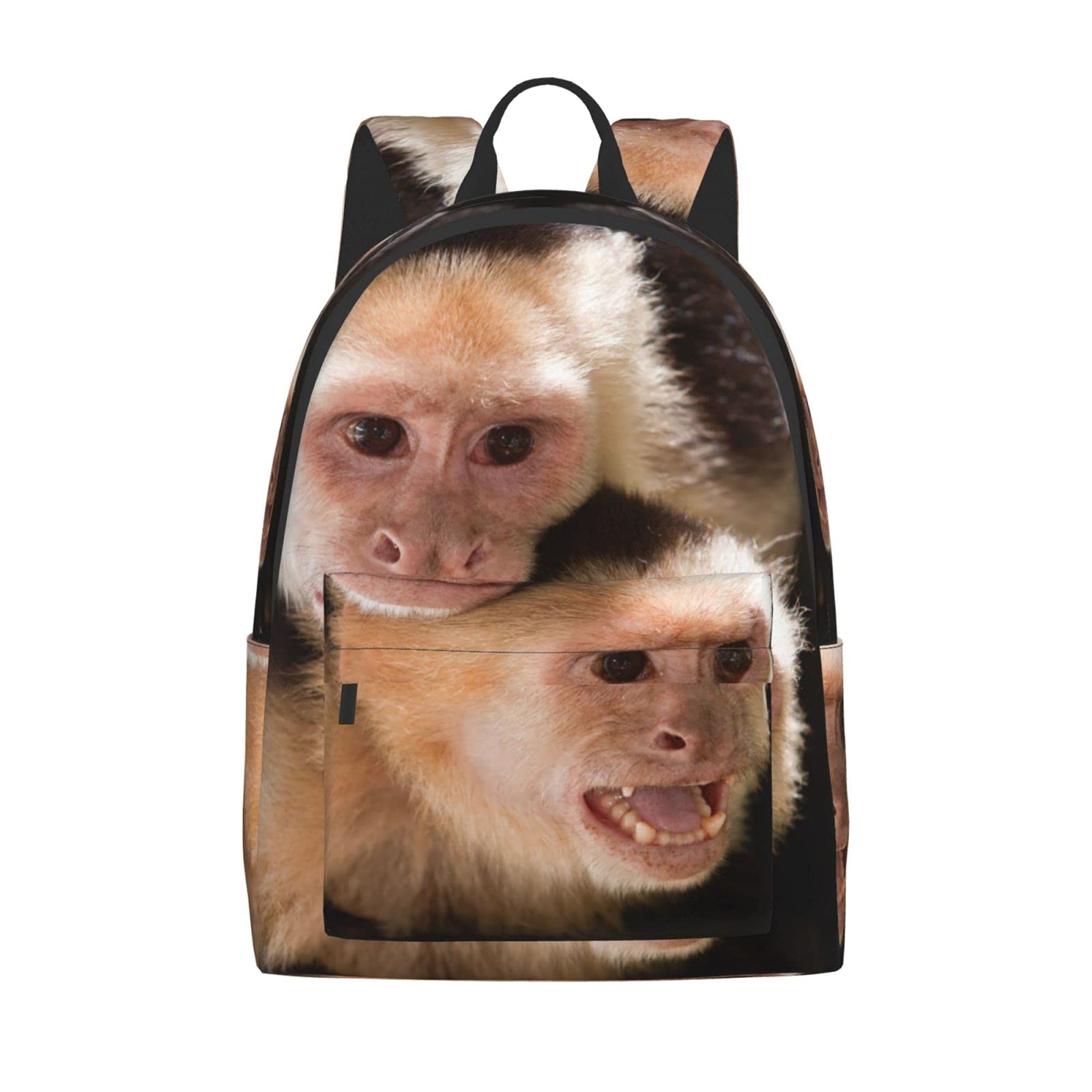 3D Animal Print 16 Inch Laptop Backpack - Capuchin Monkey Design School Bookbag, Travel Daypack & Shoulder Bag for Men & Women | Perfect for College, Work, Hiking & Outdoor Adventures