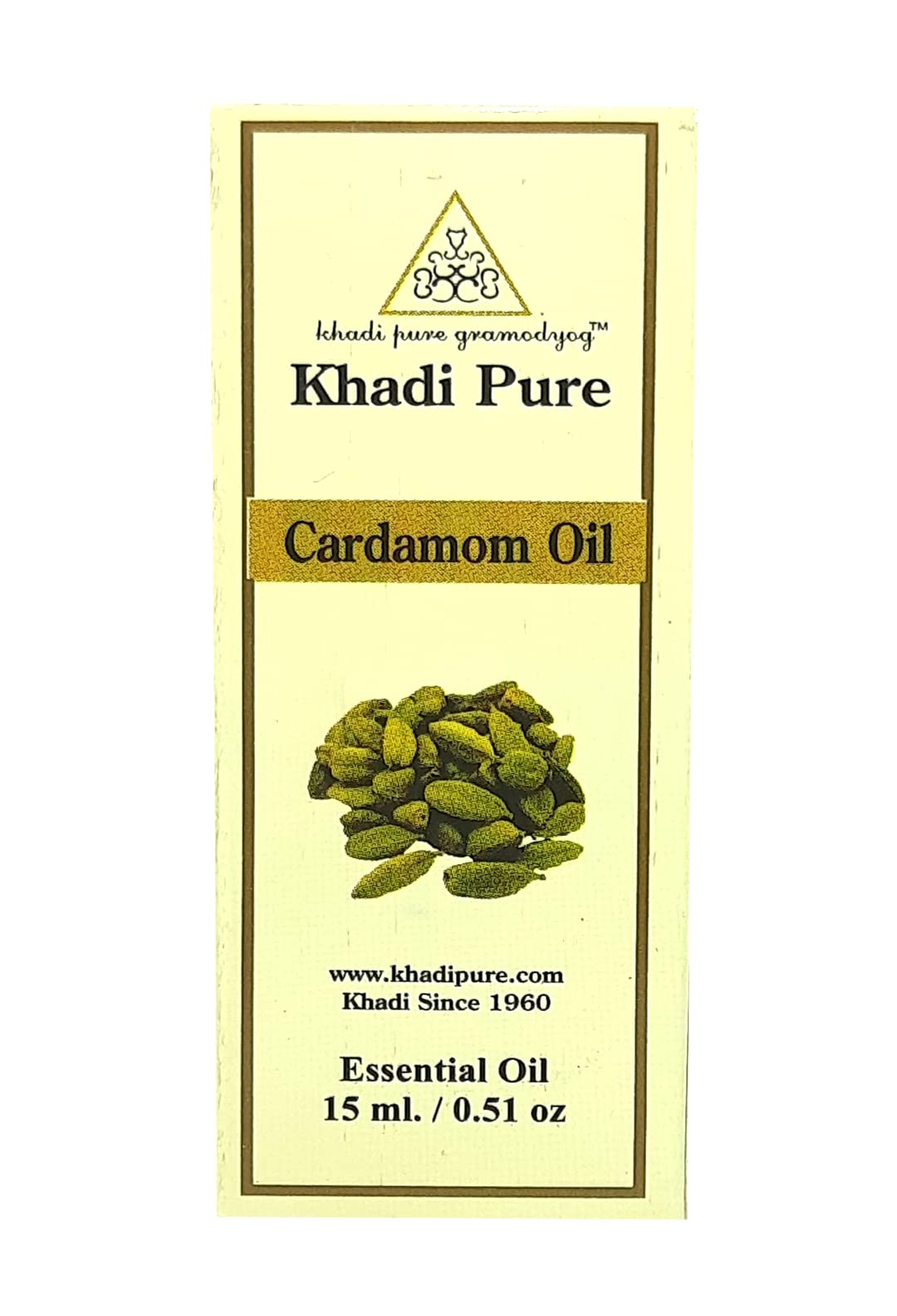 Khadi Pure Herbal Cardamom Essential Oil - 100% Natural, Therapeutic Grade, 15ml for Aromatherapy, Massage & Stress Relief