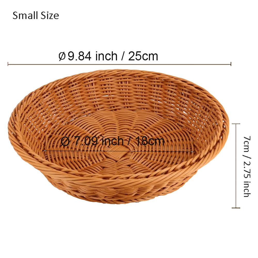 RT&BS Handwoven Wicker Bread Basket - Natural Brown Small Serving Basket for Kitchen, Dining, Restaurant, Picnic & Party | Perfect for Bread, Fruits, Vegetables & Decor