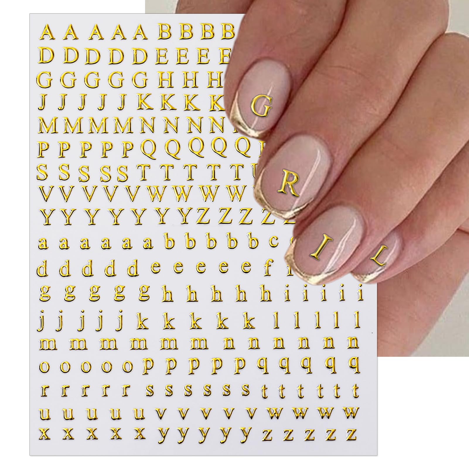 3D Alphabet Nail Stickers - Gold Silver Holographic Nail Art for DIY Manicure | Party & Wedding Nail Decor