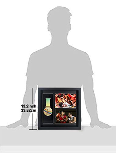 Large Medals Display Shadow Box - 6 Medal Case for War Military, Runners, Marathon, Race Winner, Football, Gymnastics & All Sports (Black, 12x12) - Perfect for Showcasing Achievements in Home, Office or Trophy Room