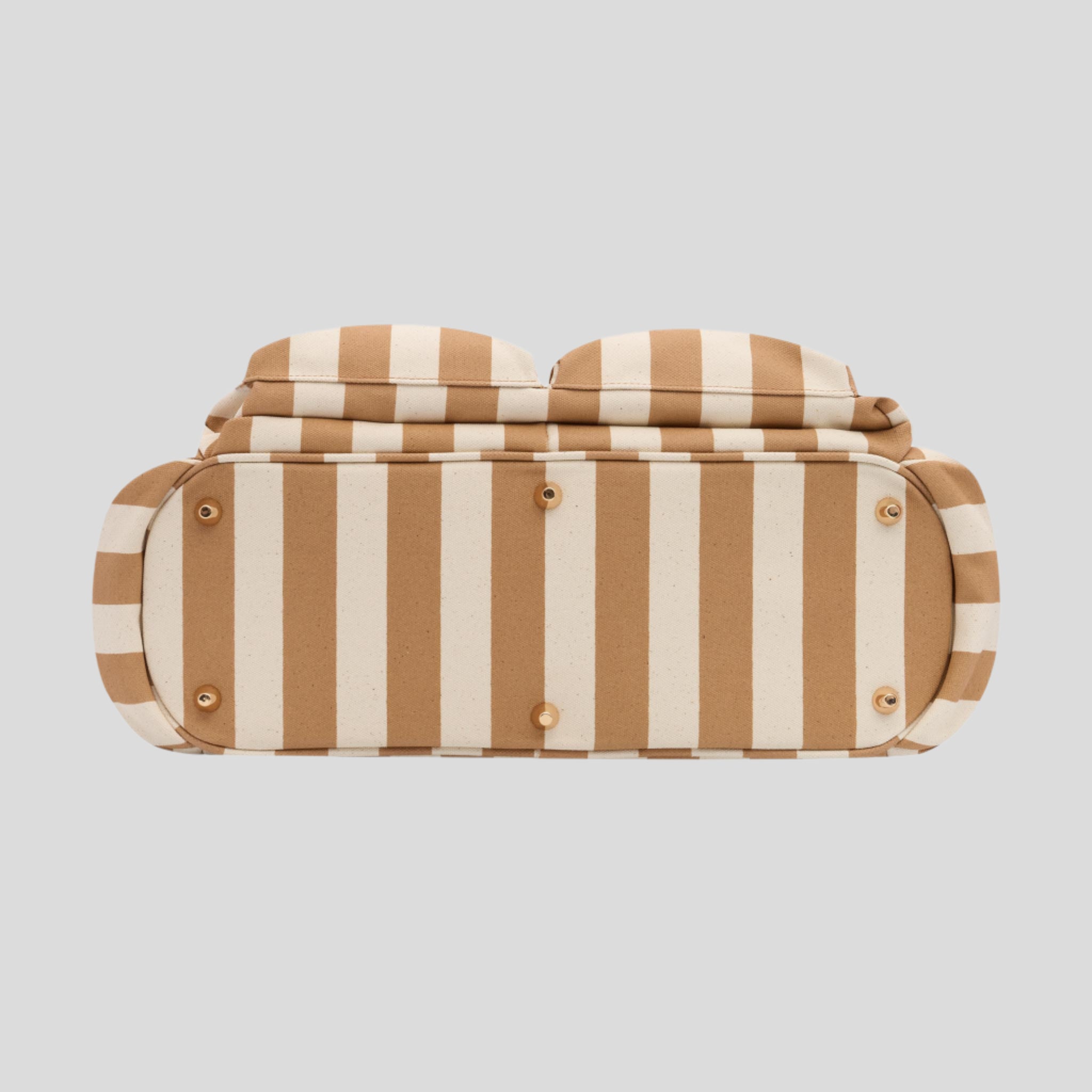 Stylish Multi-Pocket Tote Bag for Women - Tan Stripe Design - Perfect for Work, Travel, Shopping & Daily Essentials