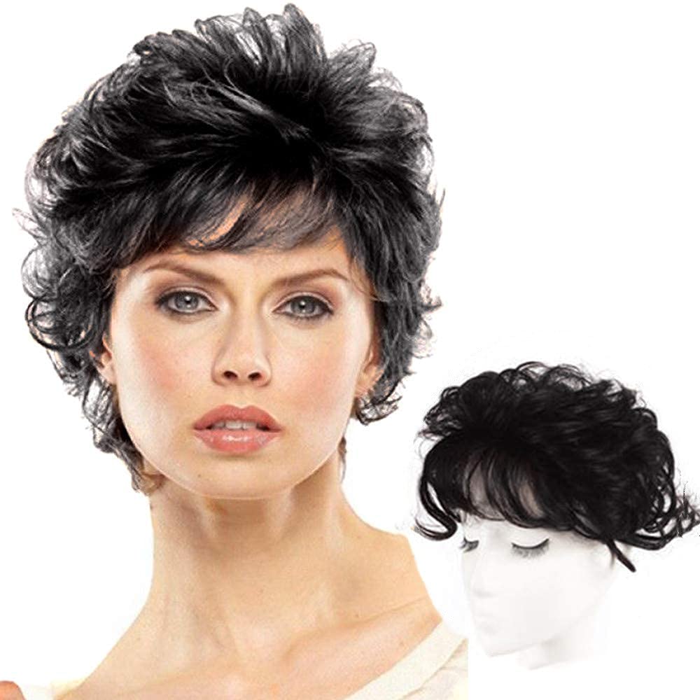 4.7 x 4.7 Inch Curly Wavy Human Hair Topper Clip - Real Remy Hair Piece for Women with Thinning Hair (Jet Black) | Perfect for Daily Wear, Special Occasions & Hair Loss Solutions