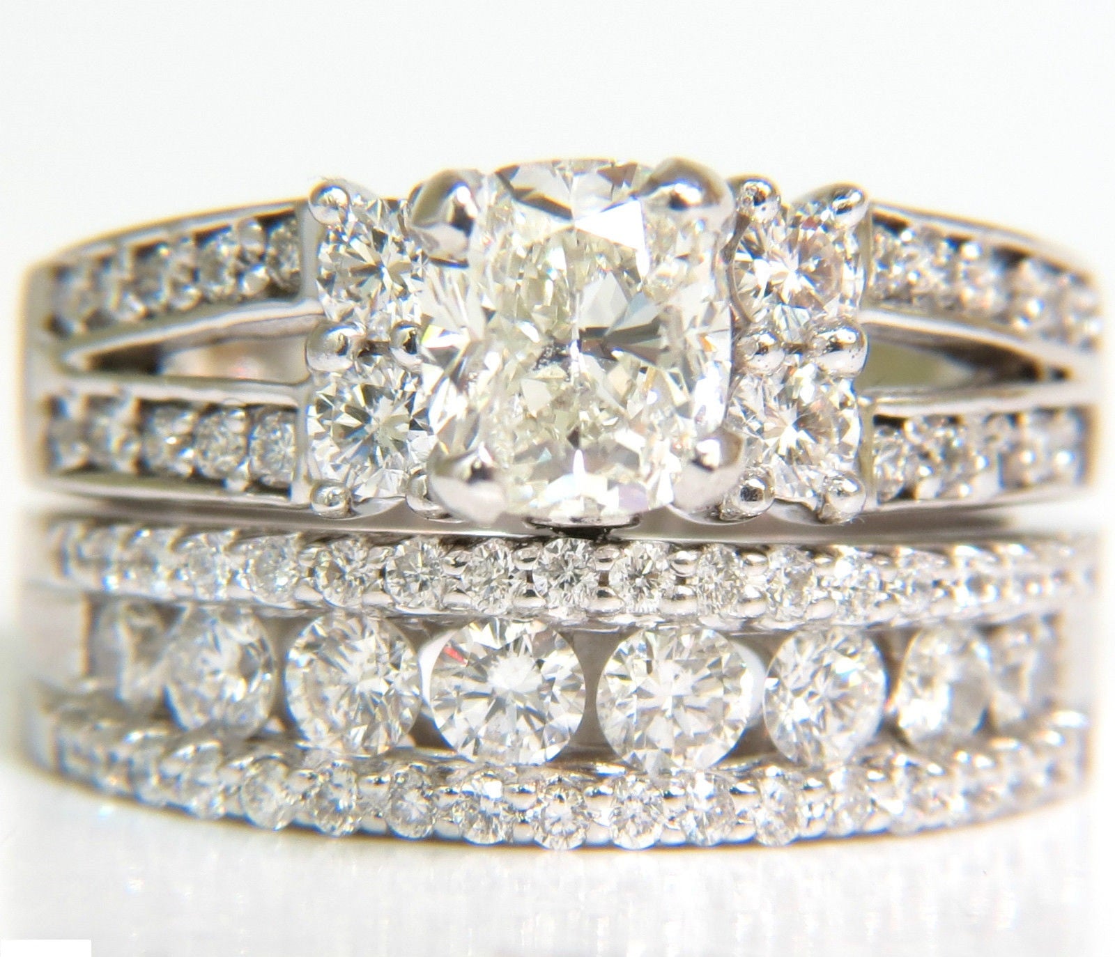 GIA Certified 3.02 Carat Cushion Brilliant Cut Diamond Engagement Ring & Wedding Band Set in 14K Gold - Perfect for Proposals, Anniversaries & Special Occasions