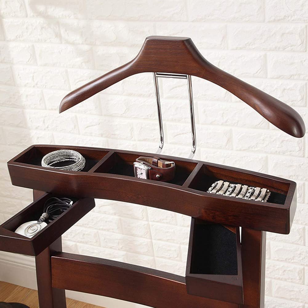 Gentleman's Valet Chair with Top Tray & Drawer - Wooden Suit Valet Stand for Men | Closet Organization, Wardrobe Storage & Office Chair with Hanger | Perfect for Bedroom, Dressing Room & Home Office Organization
