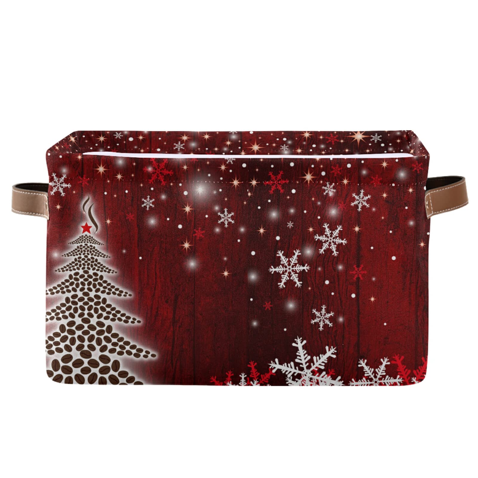 WIHVE Christmas Tree Snowflake Decorative Storage Basket - Rectangular Organizer Bin with Handles for Holiday Decor, Home Organization & Gift Wrapping