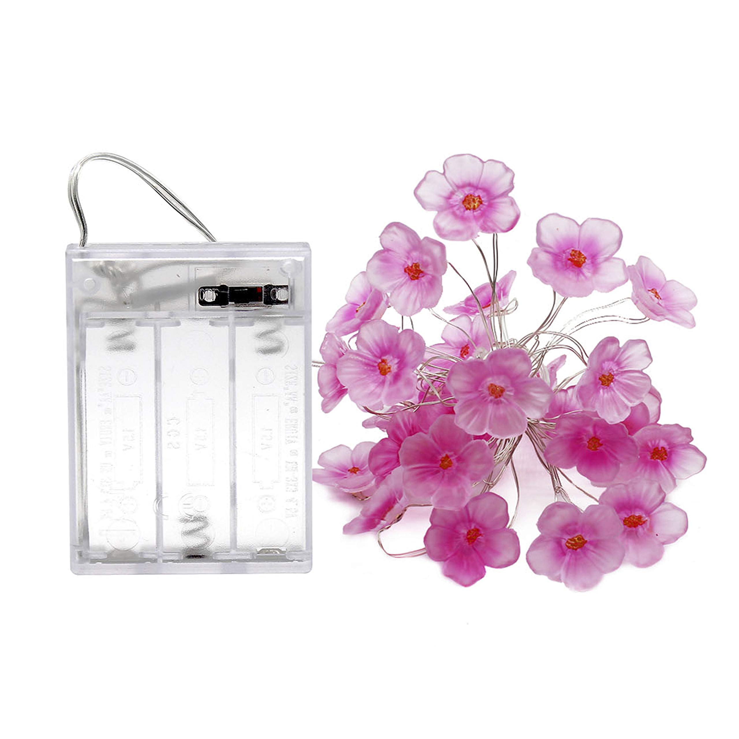 Pink Cherry Blossom Fairy String Lights - 10ft 30 LED Battery Operated Flower Lights for Bedroom, Garden, Wedding & Party Decor | Indoor Outdoor Christmas, Spring & Kids Room Decoration | Romantic Ambiance Lighting for Special Occasions
