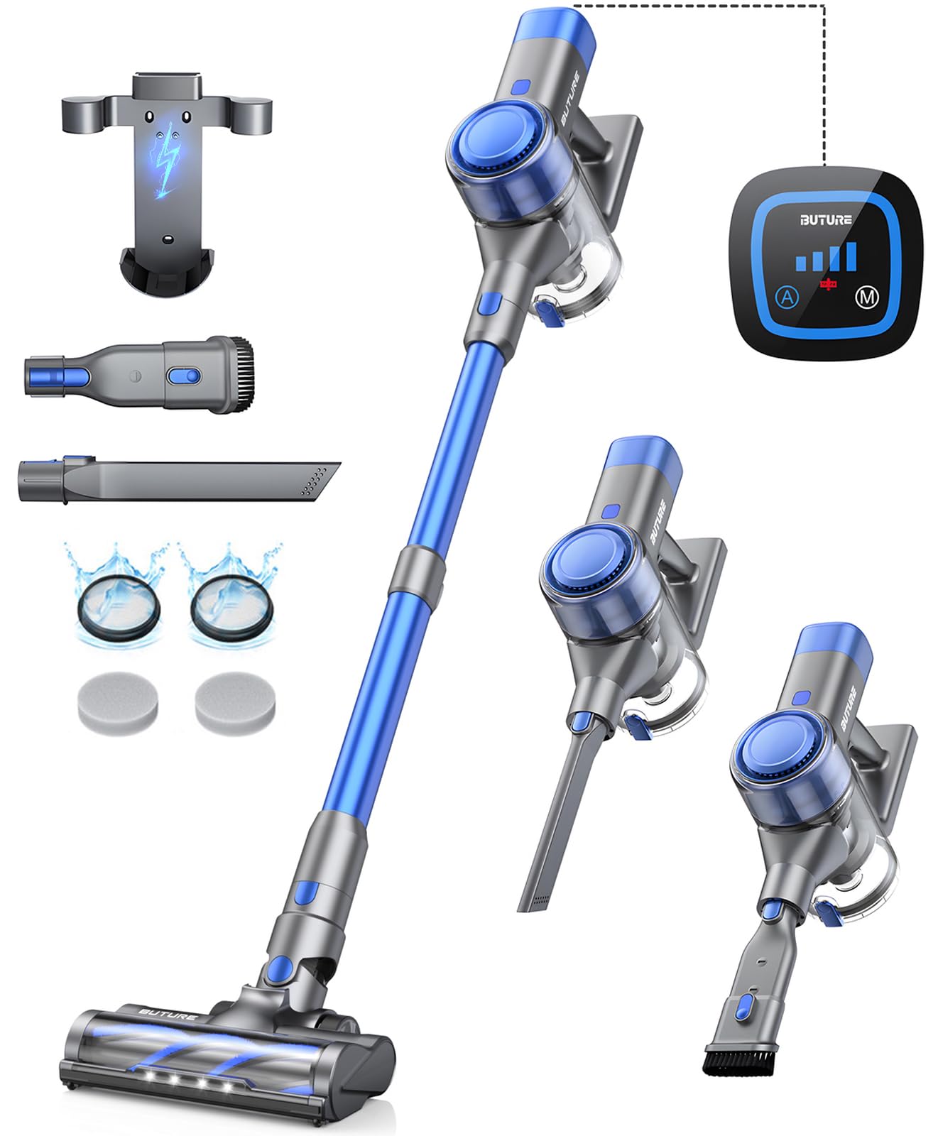 BuTure 38KPa Cordless Stick Vacuum Cleaner with Charging Dock - 450W Brushless Motor, Auto Suction Adjustment - Lightweight Wireless Vacuum for Pet Hair, Carpet & Hard Floors - Perfect for Home Cleaning & Pet Owners