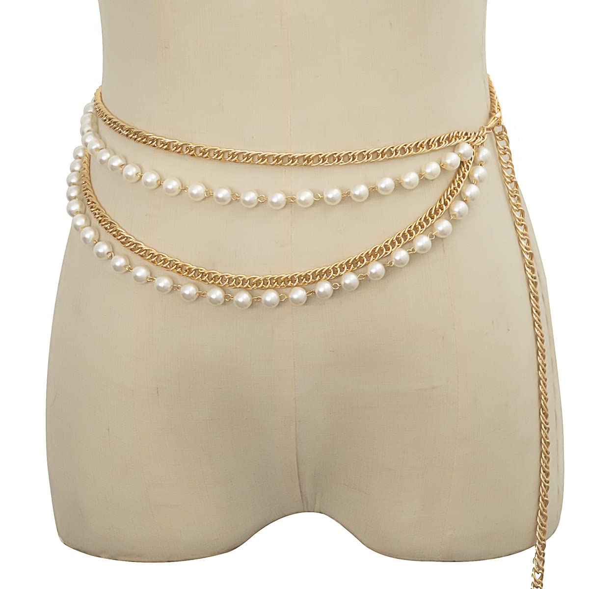 Elegant Pearl Tassel Layered Gold Waist Chain - Dainty Belly Jewelry for Women & Girls | Perfect for Beach Weddings, Festival Outfits and Boho Fashion Accessories