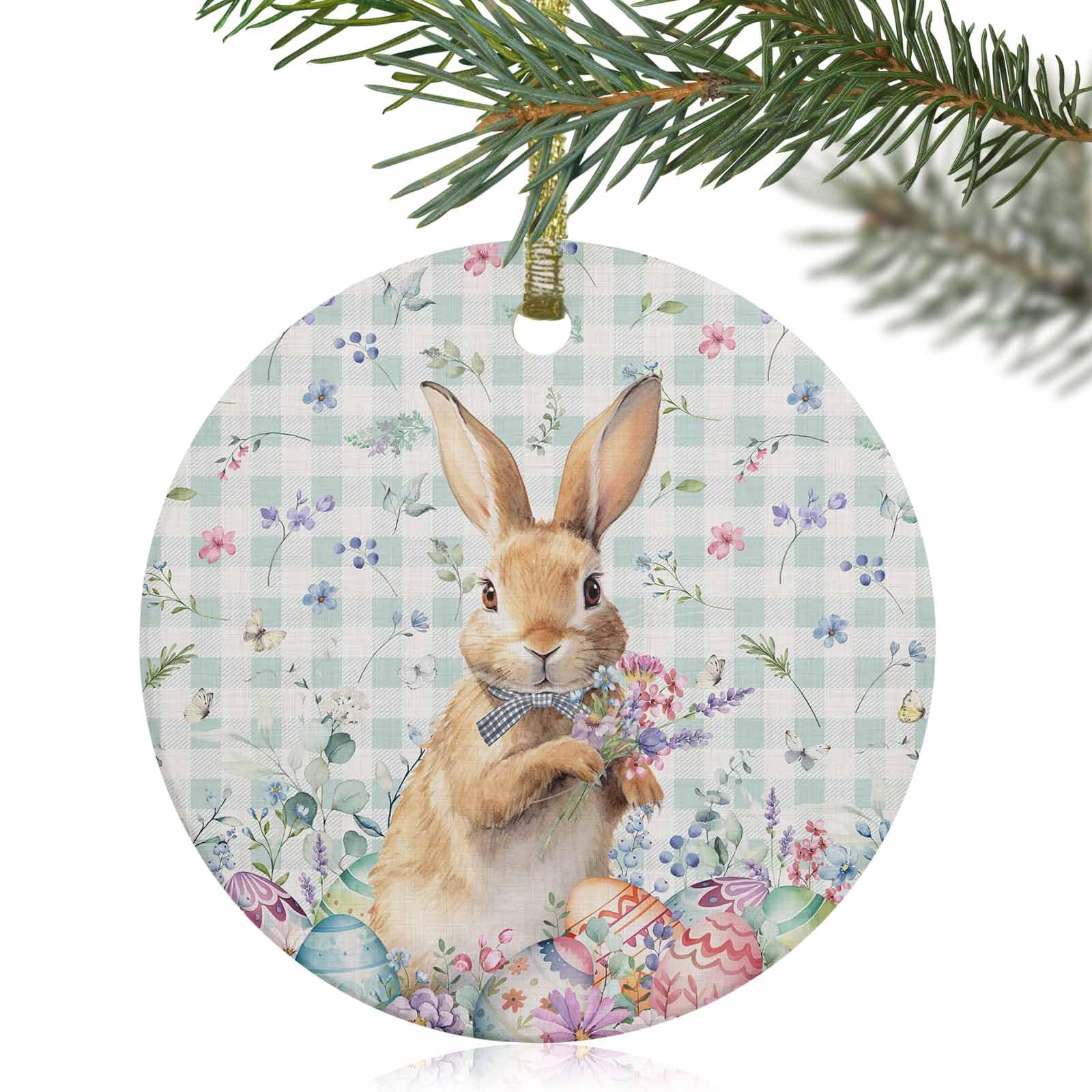 2024 Thanksgiving & Halloween Tree Ornaments - Fall Home Decor, Easter Bunny Ceramic Egg Gifts for Friends & Family - Seasonal Holiday Decorations for Spring, Herb Gardens & Wildflower Themes - Perfect for Mantel, Table Centerpieces & Gift Exchanges