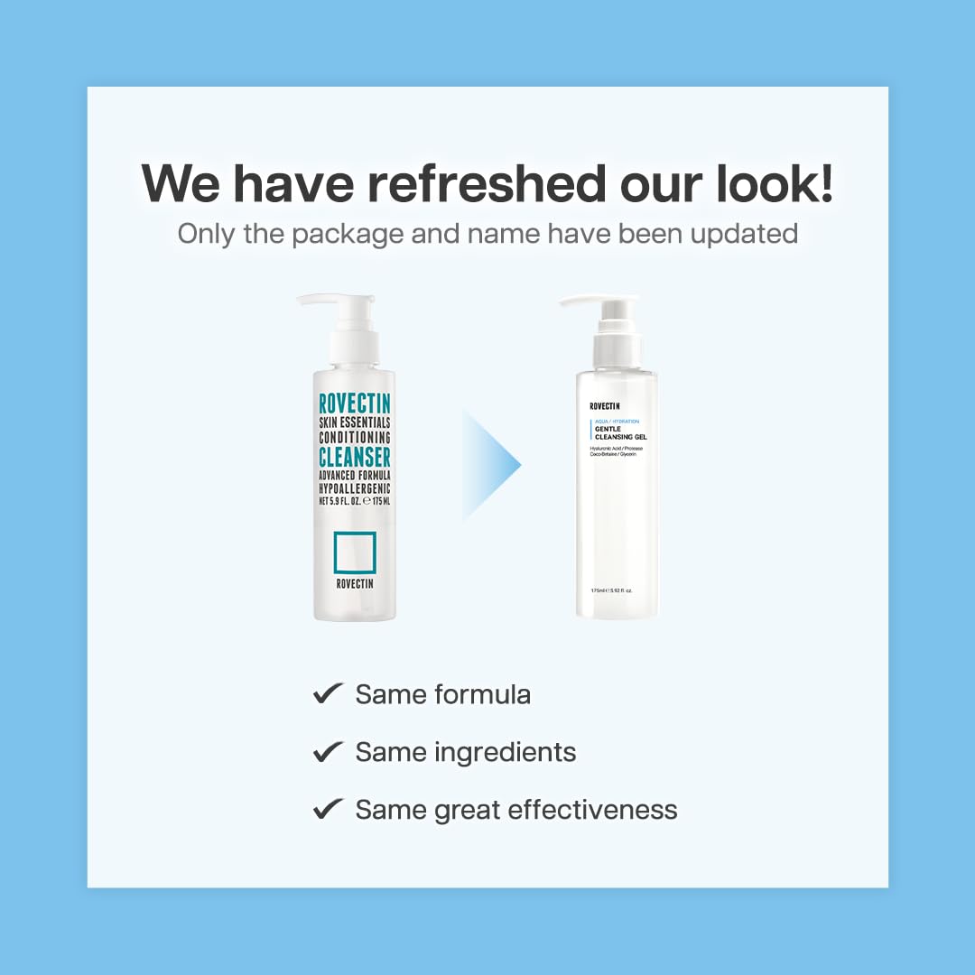 ROVECTIN Hydrating pH Balanced Cleanser for Sensitive Skin - Vegan Korean Skincare for Daily Face Wash