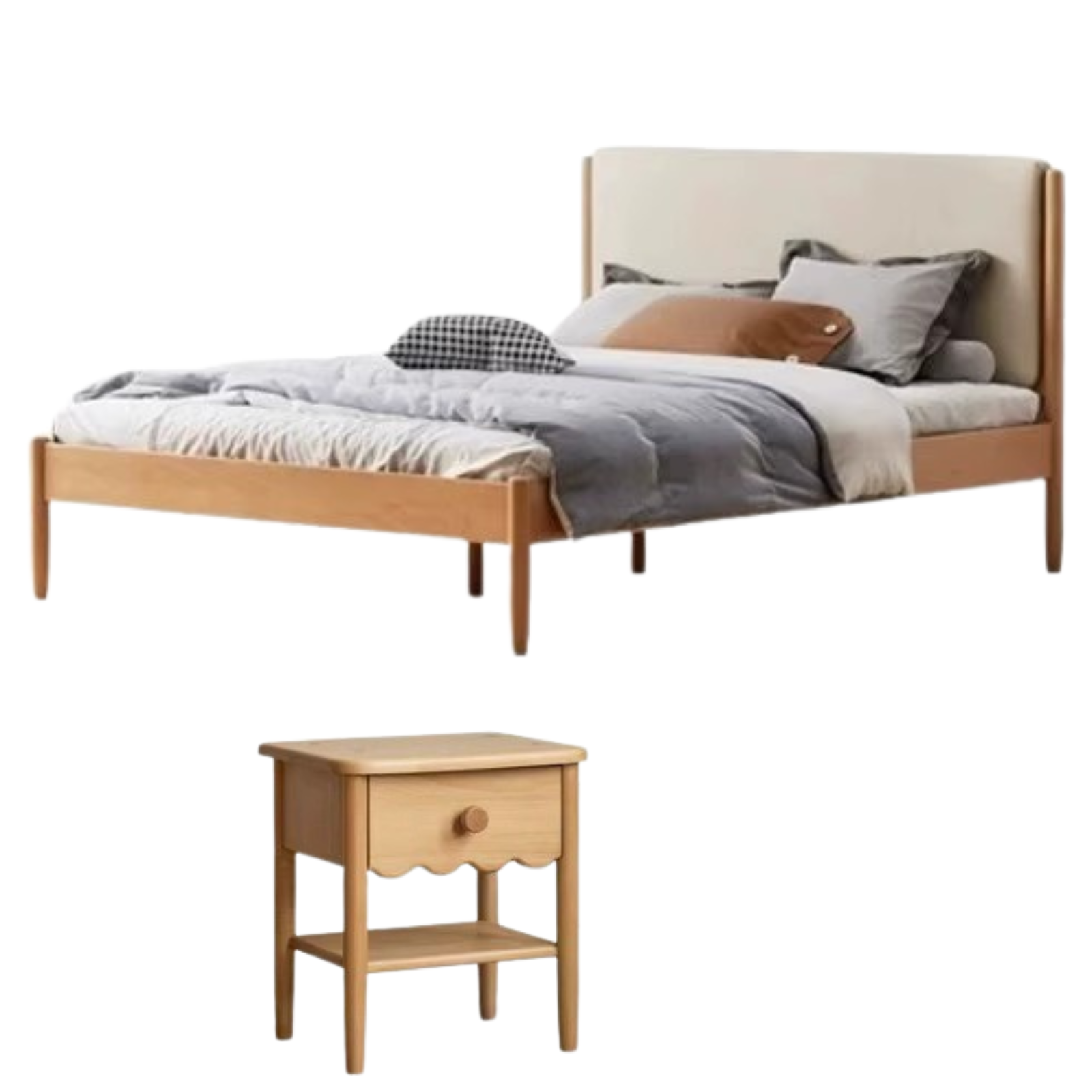 Solid Wood Kids Bed - Beech or Oak Frame - Soft Single Bed for Toddlers & Children - Perfect for Bedrooms, Daycare, or Guest Rooms