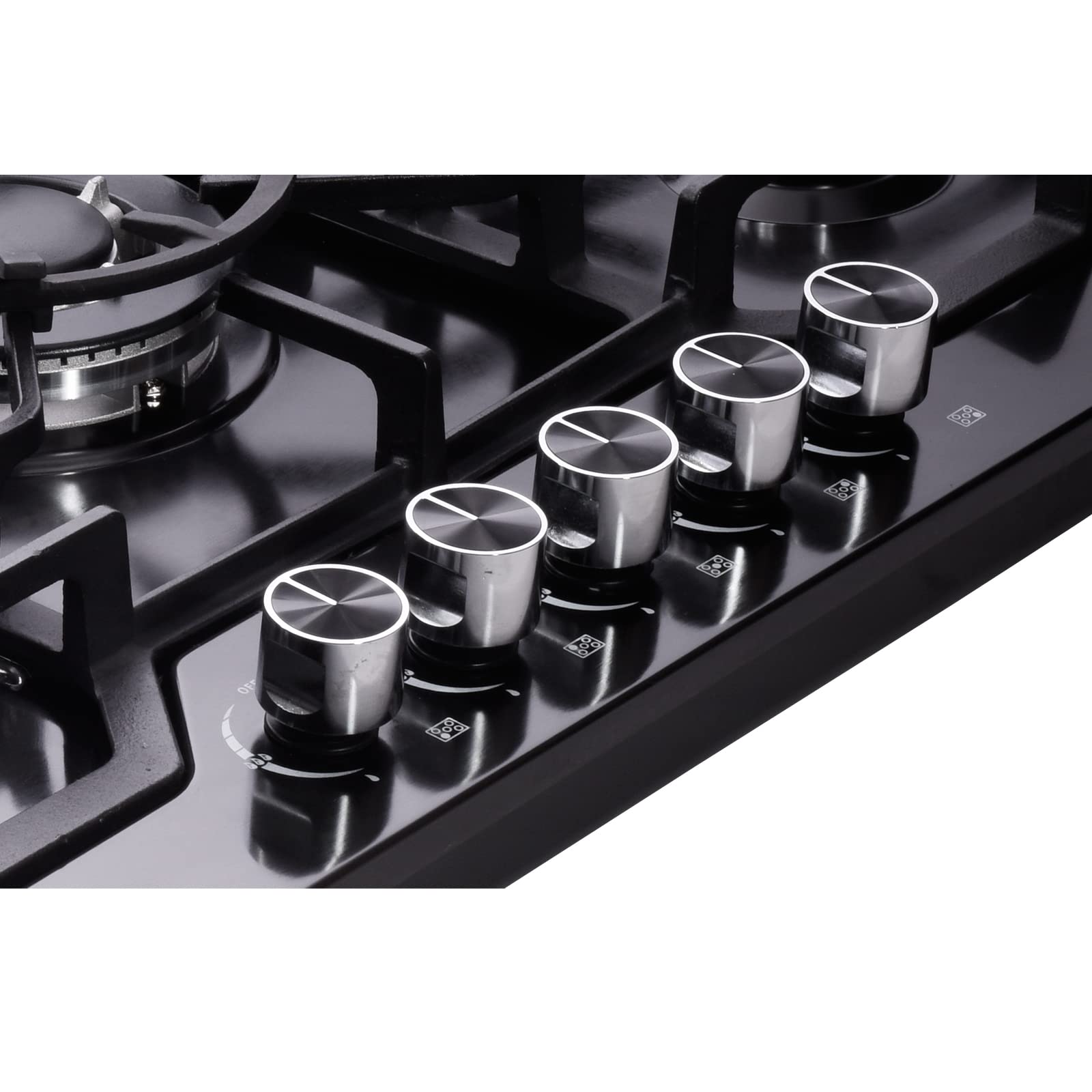 30 Inch 5 Burner Gas Cooktop DT5711BN - Stainless Steel LPG/NG Convertible Stovetop with Thermocouple Protection - Perfect for Home Kitchen, Restaurant & Outdoor Cooking