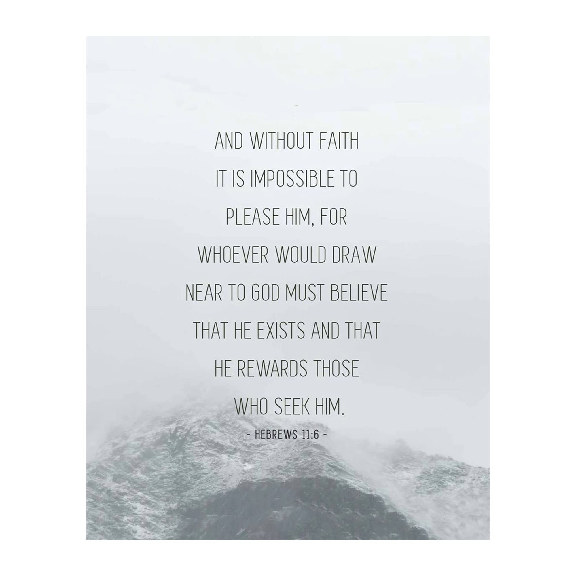 Without Faith It's Impossible to Please Him - Christian Inspirational Wall Art Print, Motivational Scripture Decor for Home, Church, Living Room & Office - 8x10 Unframed - Perfect for Spiritual Encouragement & Biblical Home Decor