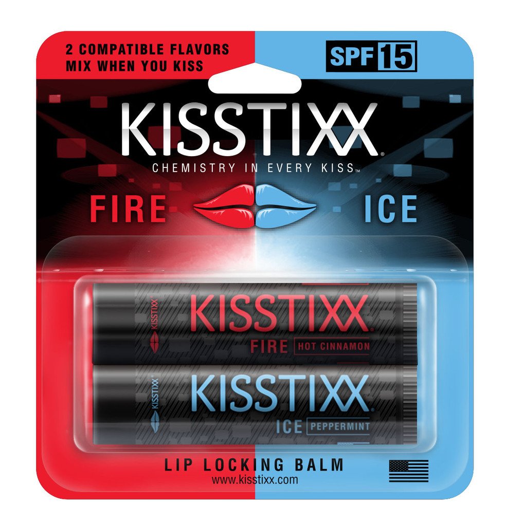 KISSTIXX SPF 15 Lip Balm Duo - Fire & Ice Flavored Moisturizing Lip Care for Dry Lips - Perfect for Outdoor Activities, Winter Protection & Daily Hydration