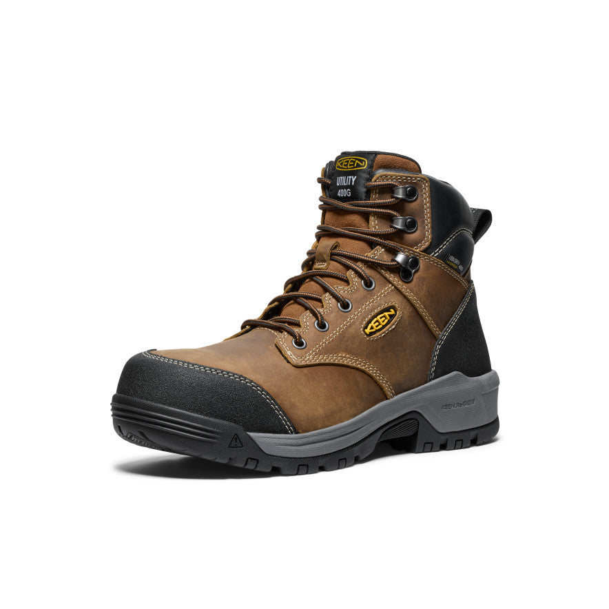 Men's Evanston 6 Insulated Waterproof Work Boot with Carbon Toe - Bison/Black - Heavy Duty Winter Boots for Construction, Hiking & Outdoor Work