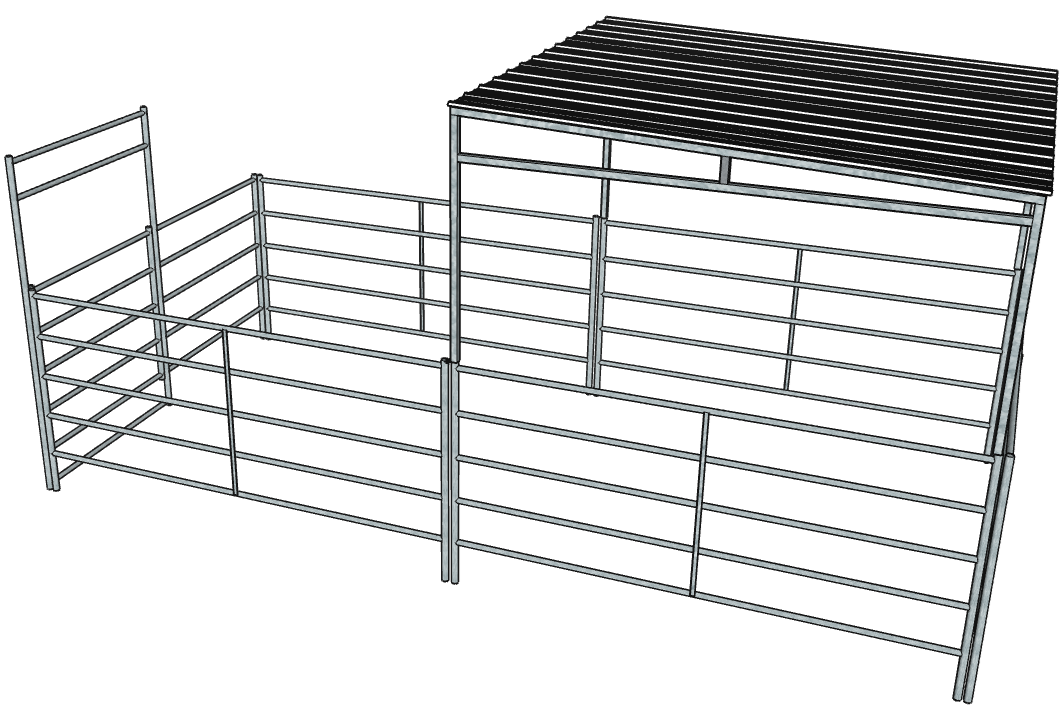10 Ft x 20 Ft Galvanized Steel 5-Rail Horse Stall Kit with Roof - Durable Stable Shelter for Horses, Ponies & Livestock - Perfect for Farms, Ranches & Equestrian Centers
