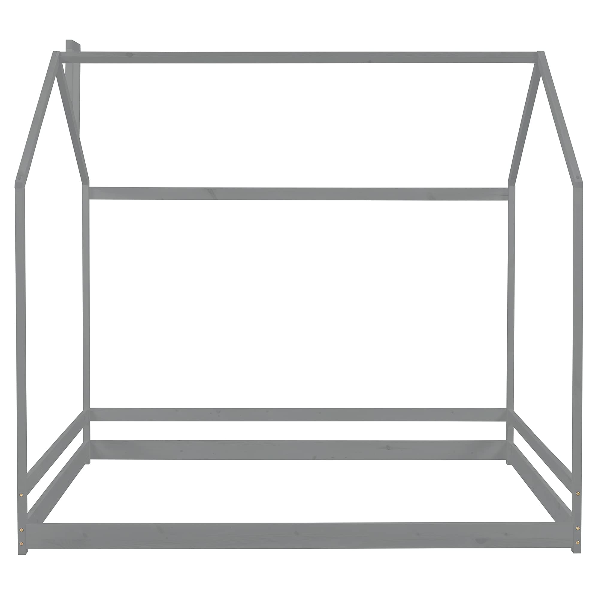 SOFTSEA Kids Wooden House Platform Bed Frame - Full Size Floor Bed with Easy Assembly, No Box Spring Needed (Gray) - Perfect for Kids' Bedrooms, Playrooms & Montessori Spaces