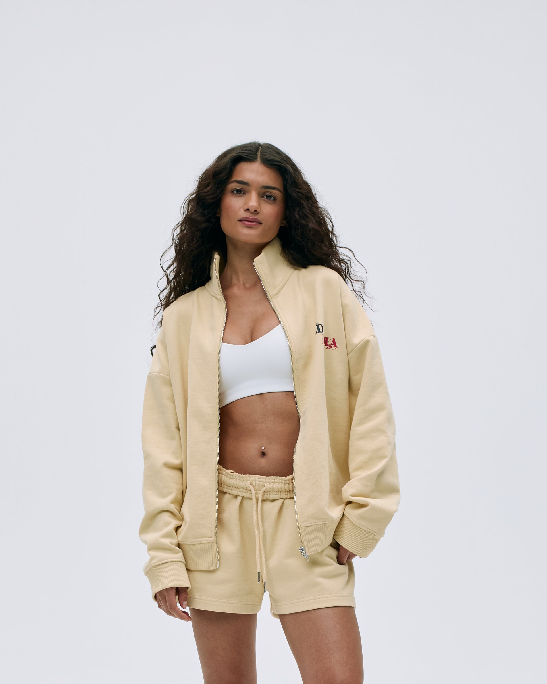 Butter Yellow Branded Sweat Shorts for Women - Soft Cotton Lounge Shorts with Pockets - Perfect for Yoga, Running & Summer Casual Wear