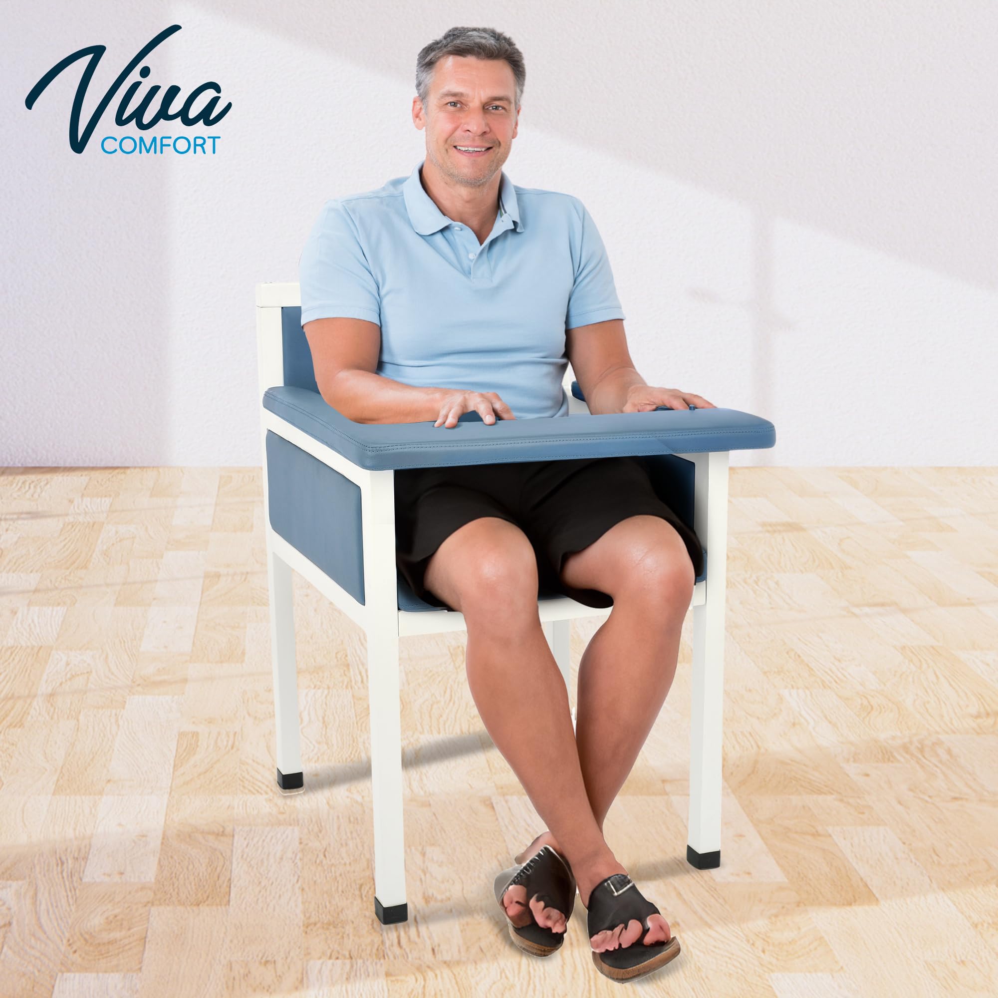 Premium Adjustable Phlebotomy Chair with Padded Upholstery & Steel Frame - Comfortable Blood Drawing Chair for Medical Clinics, Hospitals & Labs - Ideal for Patient Comfort During Blood Tests & Donations (Blue)