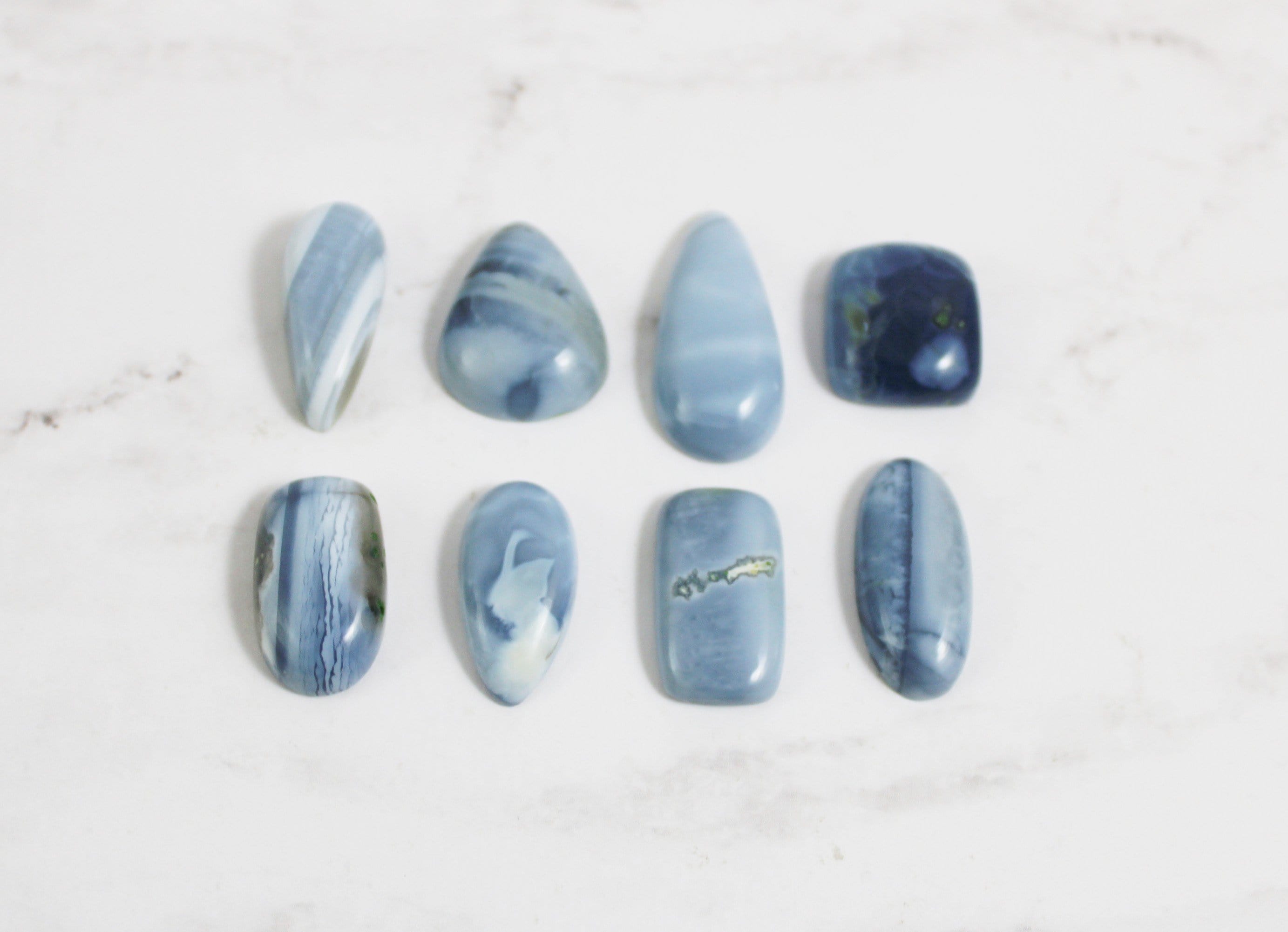 Natural Blue Opal Cabochons for Jewelry Making - High Quality Gemstone for Rings, Necklaces & DIY Crafts - Perfect for Gifts & Healing Crystal Collections