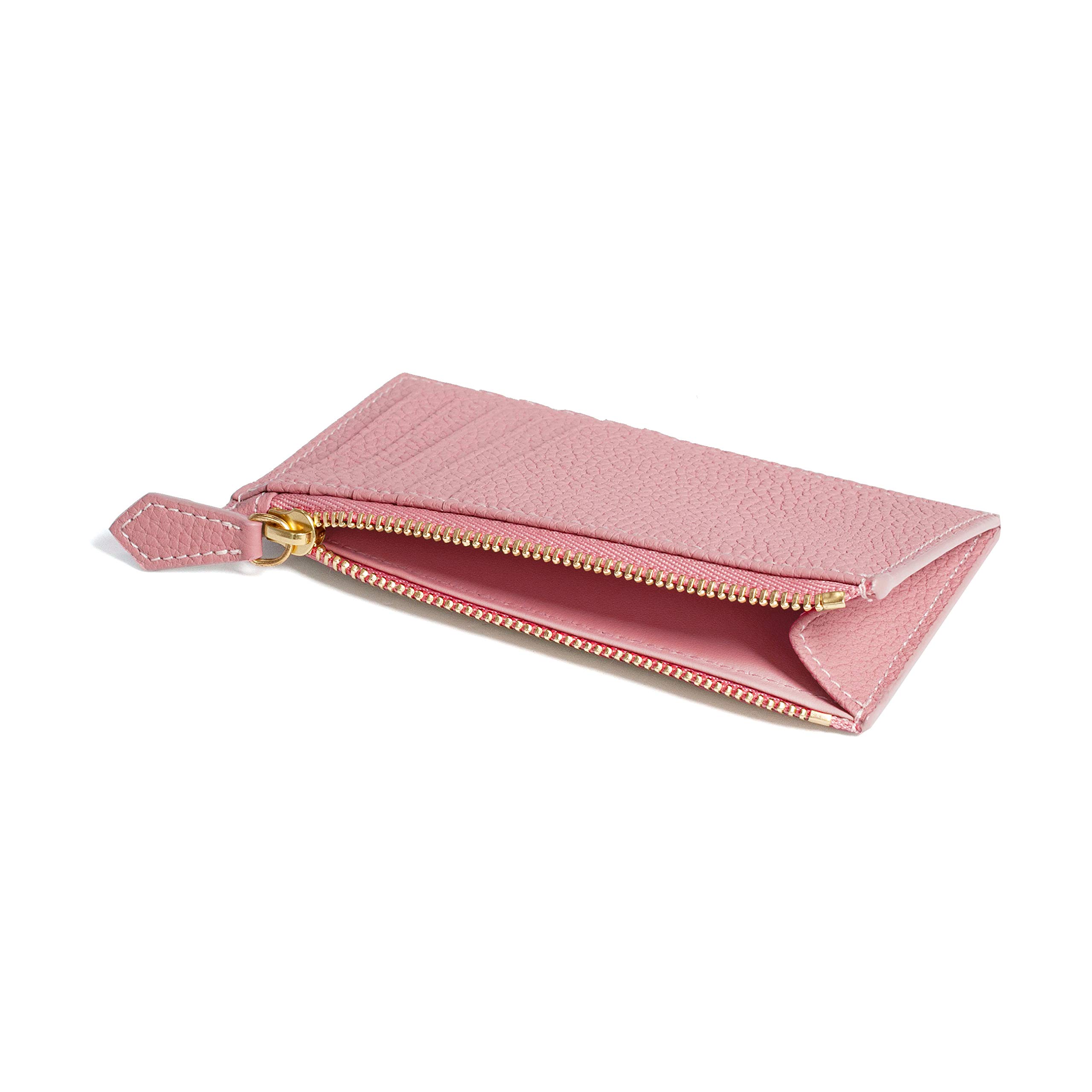 BONAVENTURA Mini Zip Card Holder Wallet with Gusset - Slim RFID Blocking Leather Wallet for Men & Women - Perfect for Travel, Business, and Everyday Use