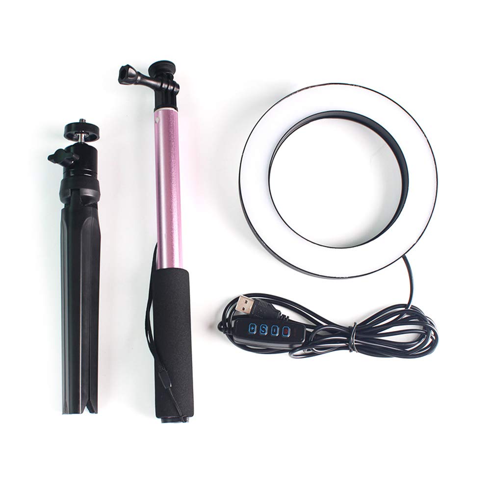 Dimmable LED Selfie Ring Light with Tripod Stand - 16cm Pink Circle Lighting for Phone & Camera - Perfect for YouTube Videos, Makeup, Live Streaming & Photography