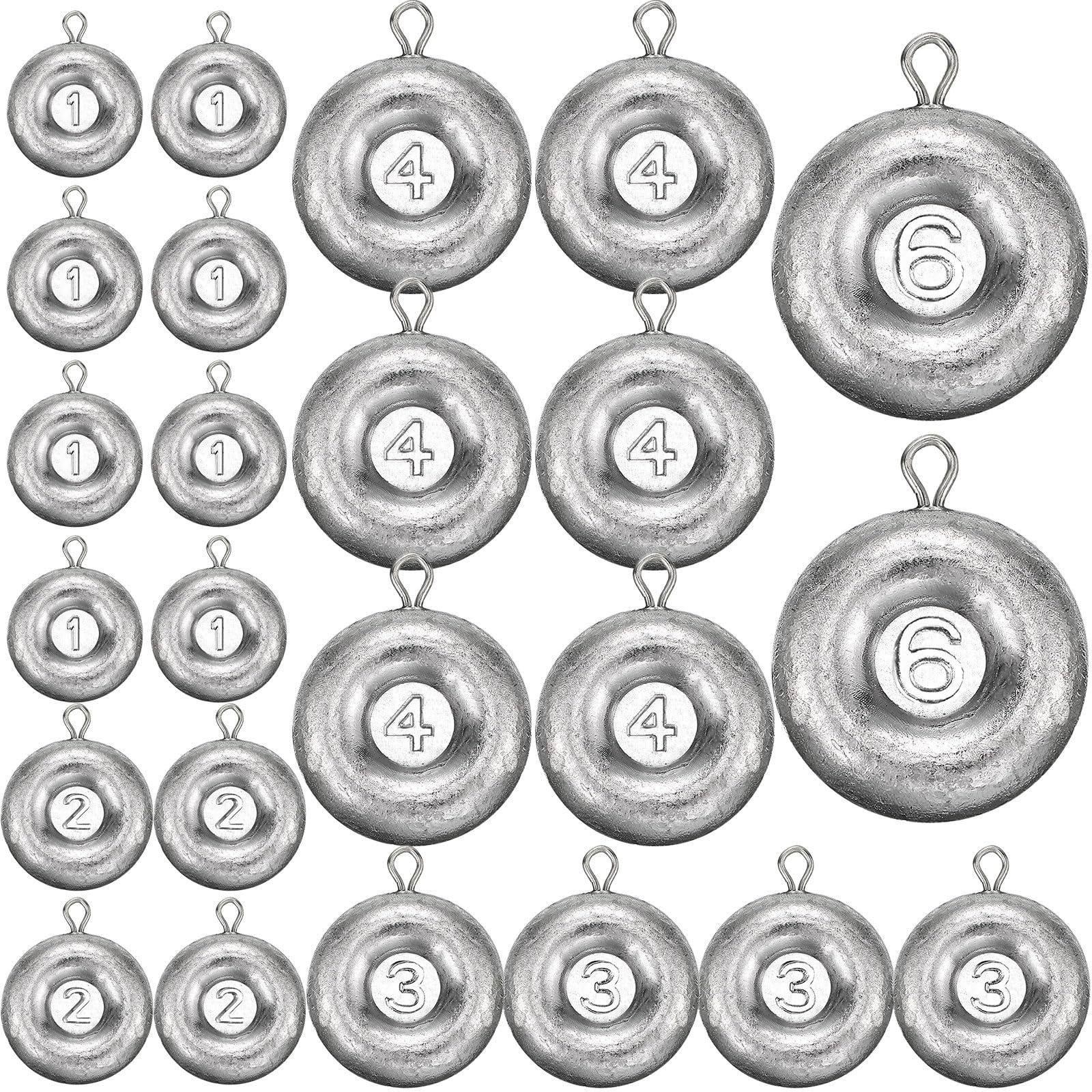 24-Piece Fishing Coin Sinkers Weights - Heavy Duty Disc Sinkers for Saltwater, Catfishing, Trolling & Surf Fishing - Durable Lead-Free Tackle for Freshwater & Ocean Fishing Adventures