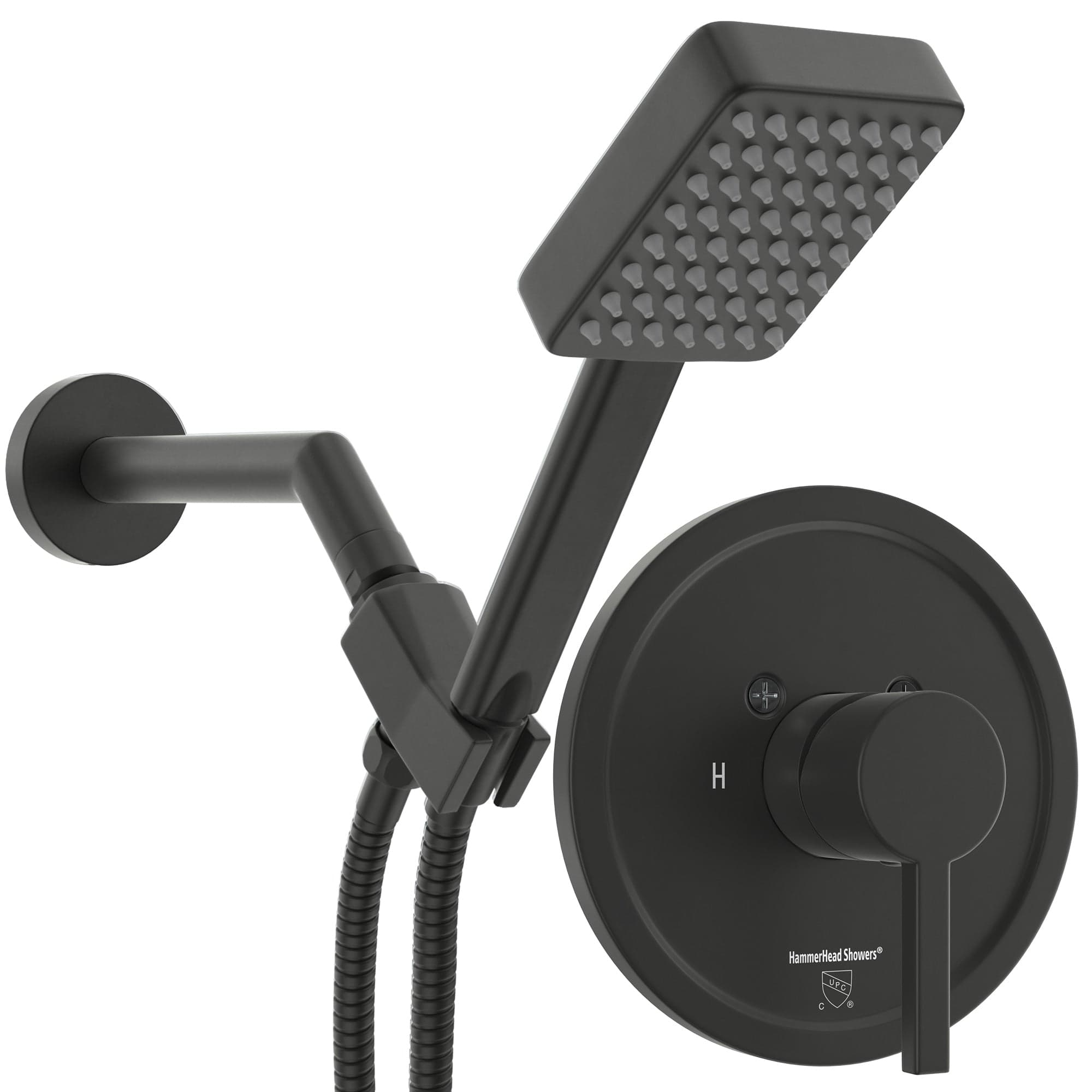 Premium All-Metal Square Handheld Shower Head Set - Complete Shower System with Valve & Trim Kit, 2.5 GPM Water-Saving Design - Perfect for Bathroom Renovation, Spa-Like Experience & Accessibility Needs