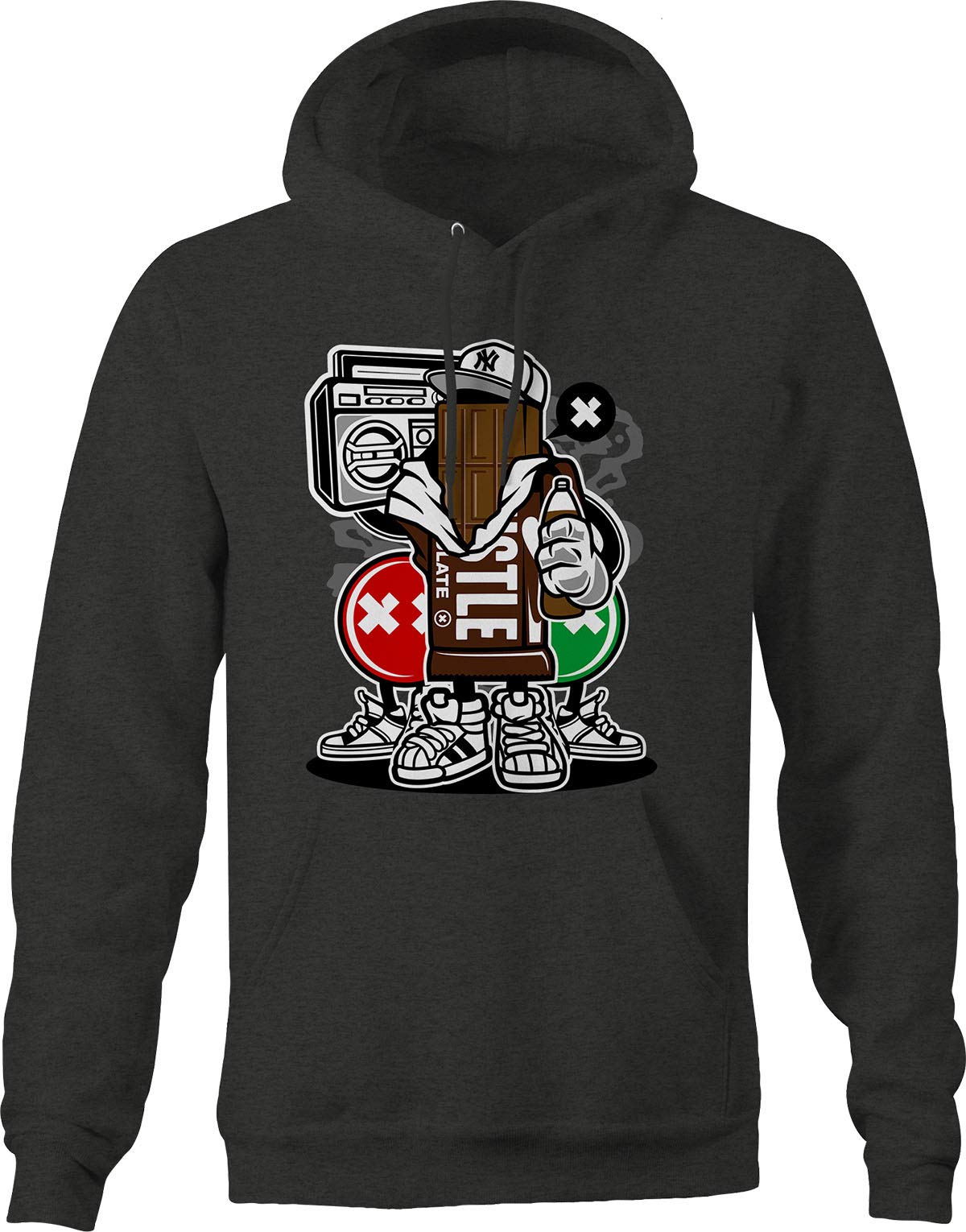Men's Hiphop Chocolate Candy Bar Sweatshirt - 2XL Dark Grey for Rap & Streetwear