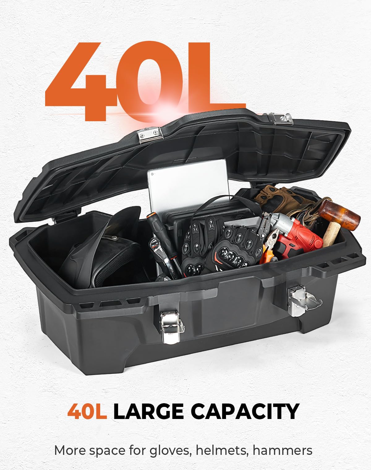 KEMIMOTO 40L ATV Rear Storage Box - Waterproof Cargo Box for ATV, UTV, 4 Wheeler - Fits 0.75-1