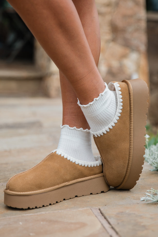 Gabbie Chestnut Embroidered Slippers for Women - Cozy House Shoes with Non-Slip Sole - Perfect for Indoor Comfort, Relaxation & Gift Giving