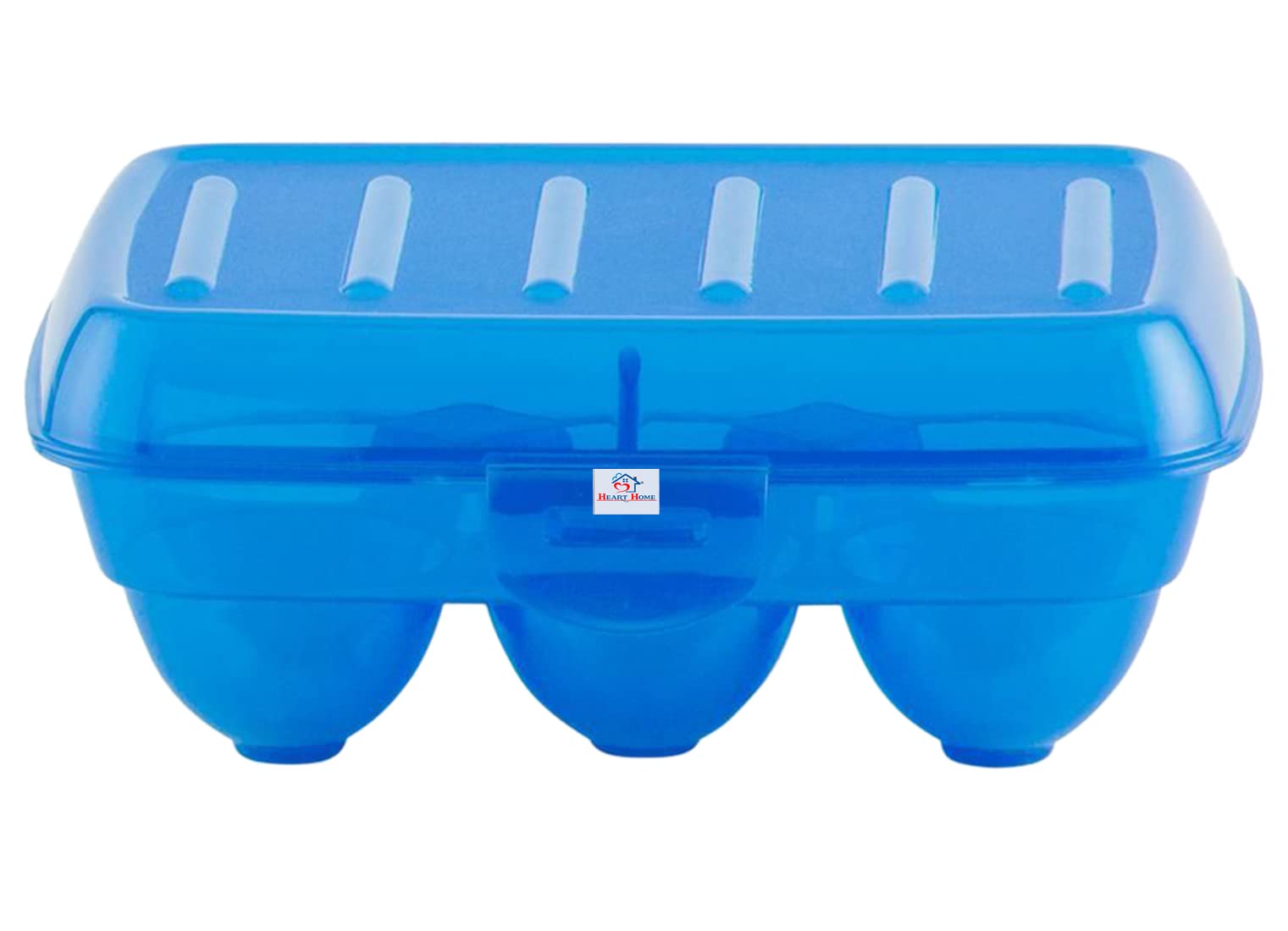 Portable Food-Grade Plastic Egg Holder - Storage Box for 6 Eggs (Blue) | Heart Home 46HH0395 | Perfect for Travel, Camping & Kitchen Organization