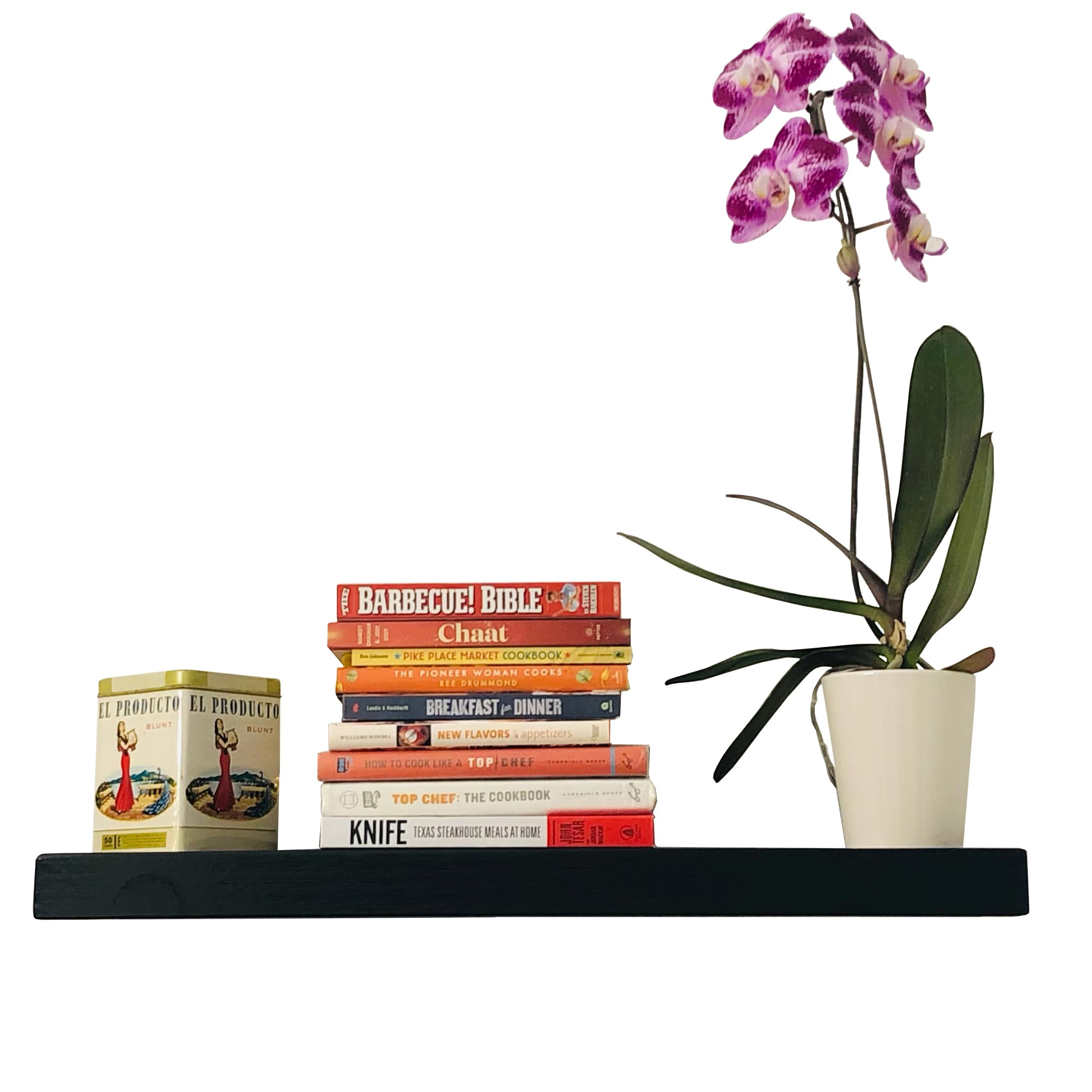 Joel's Antiques 24 Inch Wide Floating Shelves for Wall - Natural Wood Heavy Duty Rustic Book & Dish Display Shelves - Easy Installation - Perfect for Bathroom, Kitchen, Living Room, Bar Decor - Black Wall Shelves for Home Organization & Stylish Storage